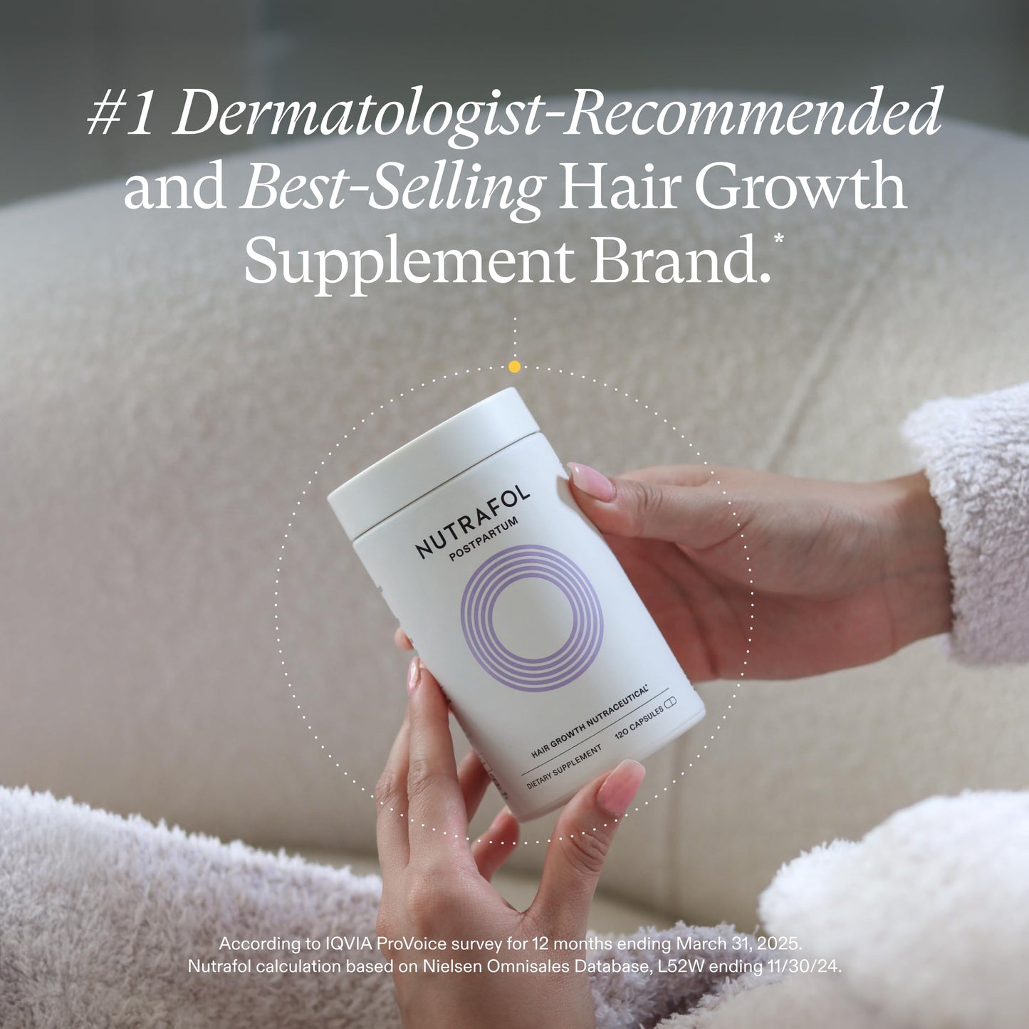 Nutrafol Postpartum Hair Growth Supplements, Clinically Tested for Visibly Thicker Hair and Less Shedding, Breastfeeding-friendly - 1 Month Supply