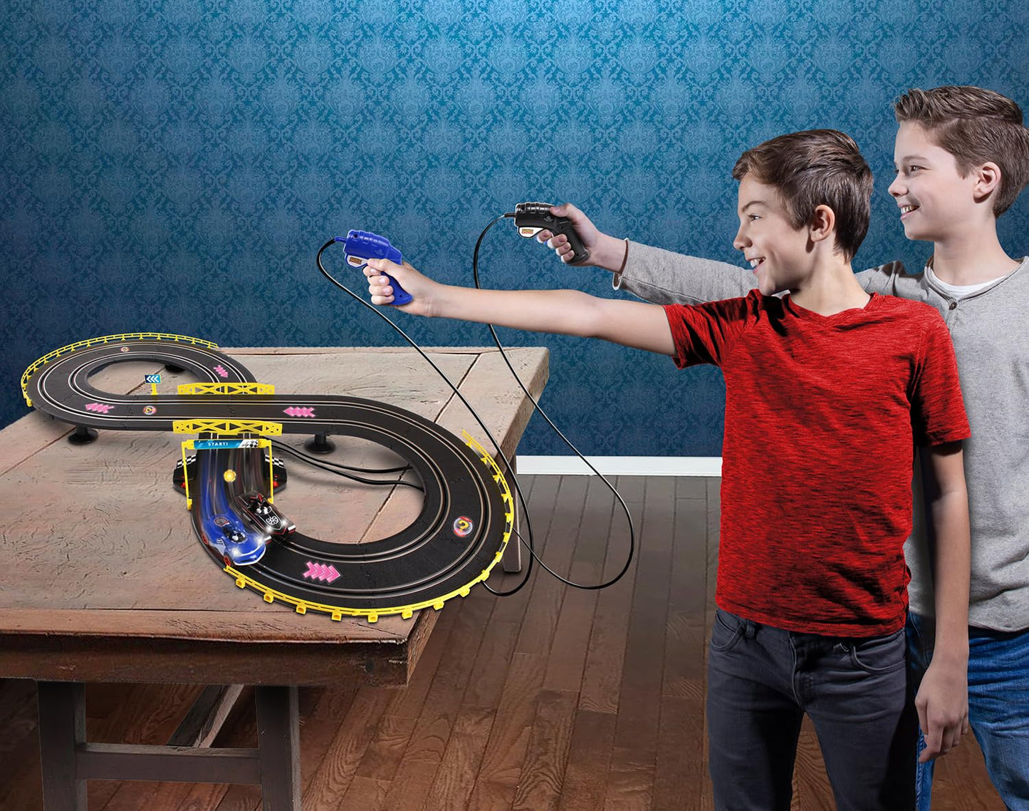 NKOK Sonic & Shadow RC Slot Car Set Race Set Vehicle, Counts How Many Laps the Car has Made, Great Item for Kids, Working lights, Ages 5 and up