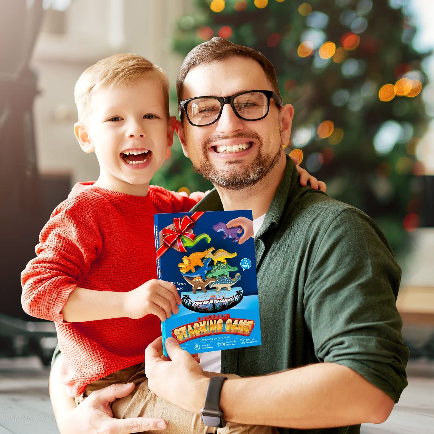 IPOURUP Dinosaur Wooden Stacking Toys for Kids 3-8 – Montessori Balance Game, Educational Fun, Birthday & Christmas Gifts