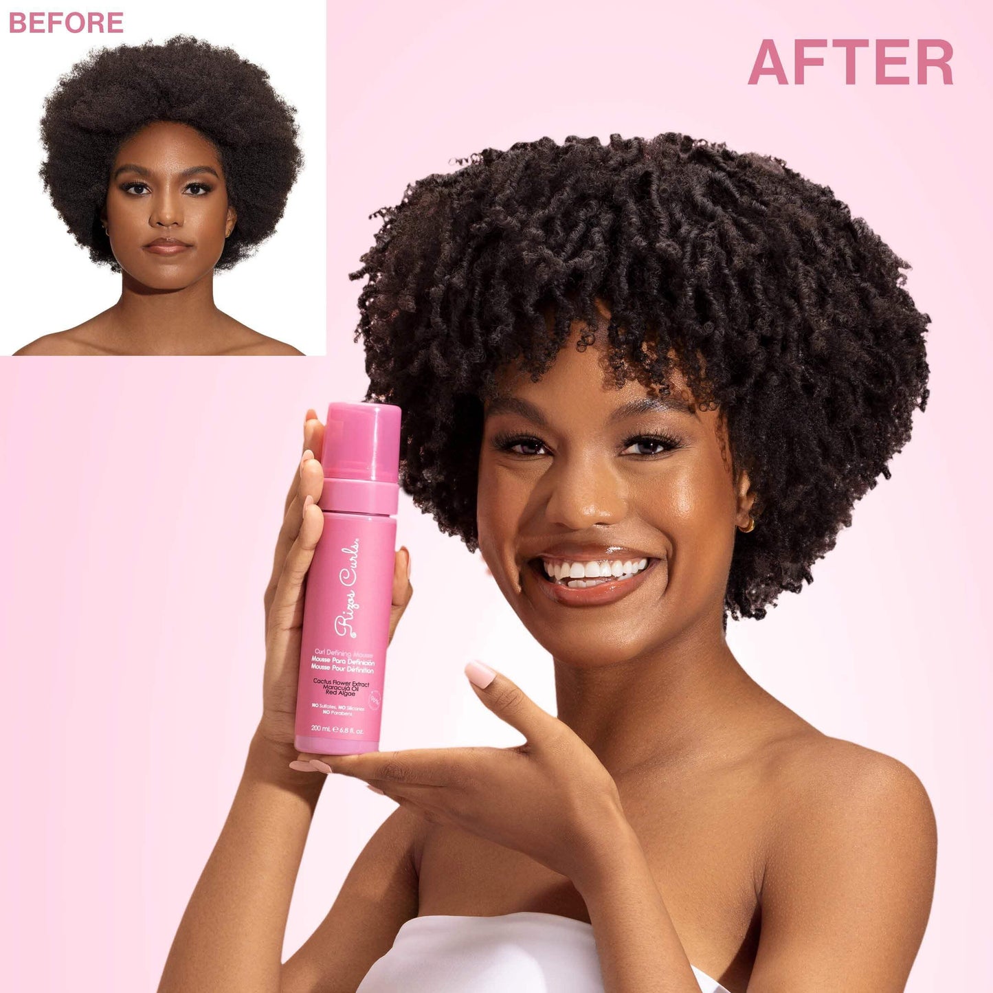 Rizos Curls Curl Defining Mousse – Lightweight Volumizing Foam for Wavy, Curly & Coily Hair (1A–4C) – Hydrating, Shiny & Frizz-Free, Sulfate-Free