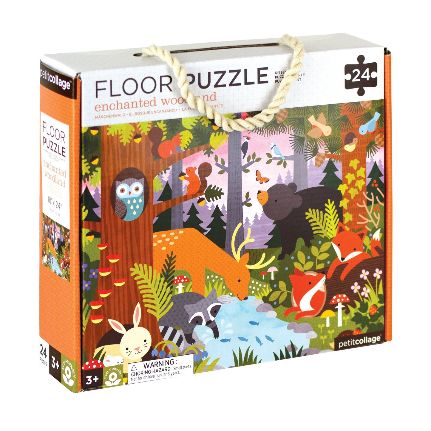 Petit Collage Enchanted Woodland Floor Puzzle – 24-Piece Large Puzzle for Kids, 18” x 24”, Educational Gift for Ages 3+
