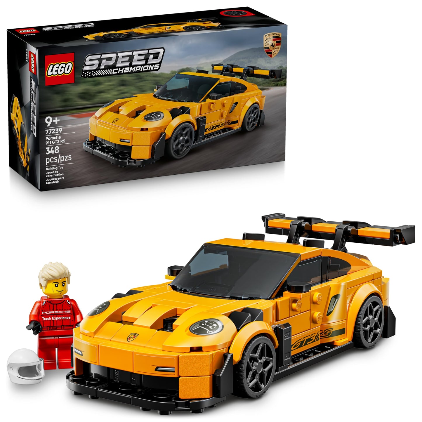 LEGO Speed Champions Porsche 911 GT3 RS Super Car Building Set, Model Kit & Pretend Play Toy for Kids 9+, Racing Gift 77239