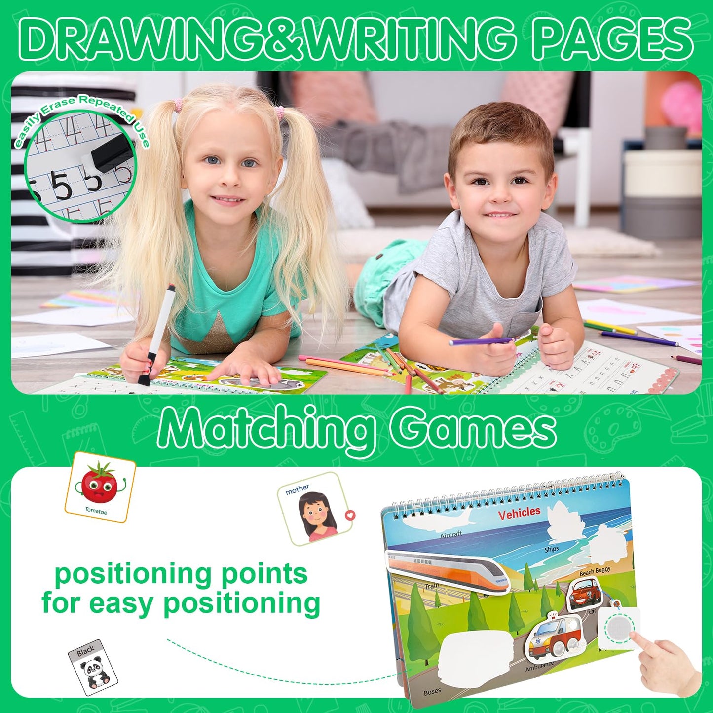 NASHRIO Montessori Busy Book for Toddlers 3-5 - 24 Themes Educational Learning Toy for Kids 3-6, Preschool Activities for Home, School & Travel