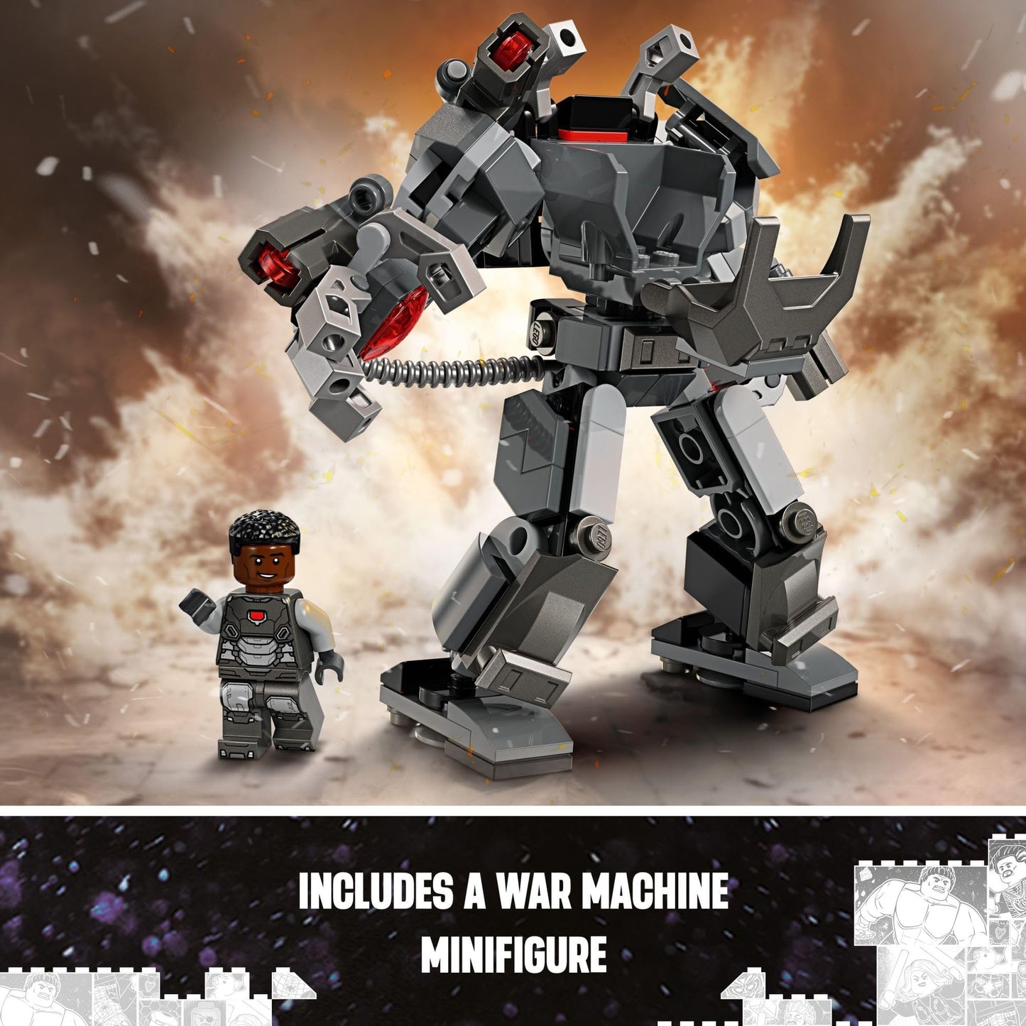 LEGO Marvel War Machine Mech Armor 76277 – Buildable Action Figure with 3 Stud Shooters, MCU Hero Toy for Kids 6+, Marvel Gift