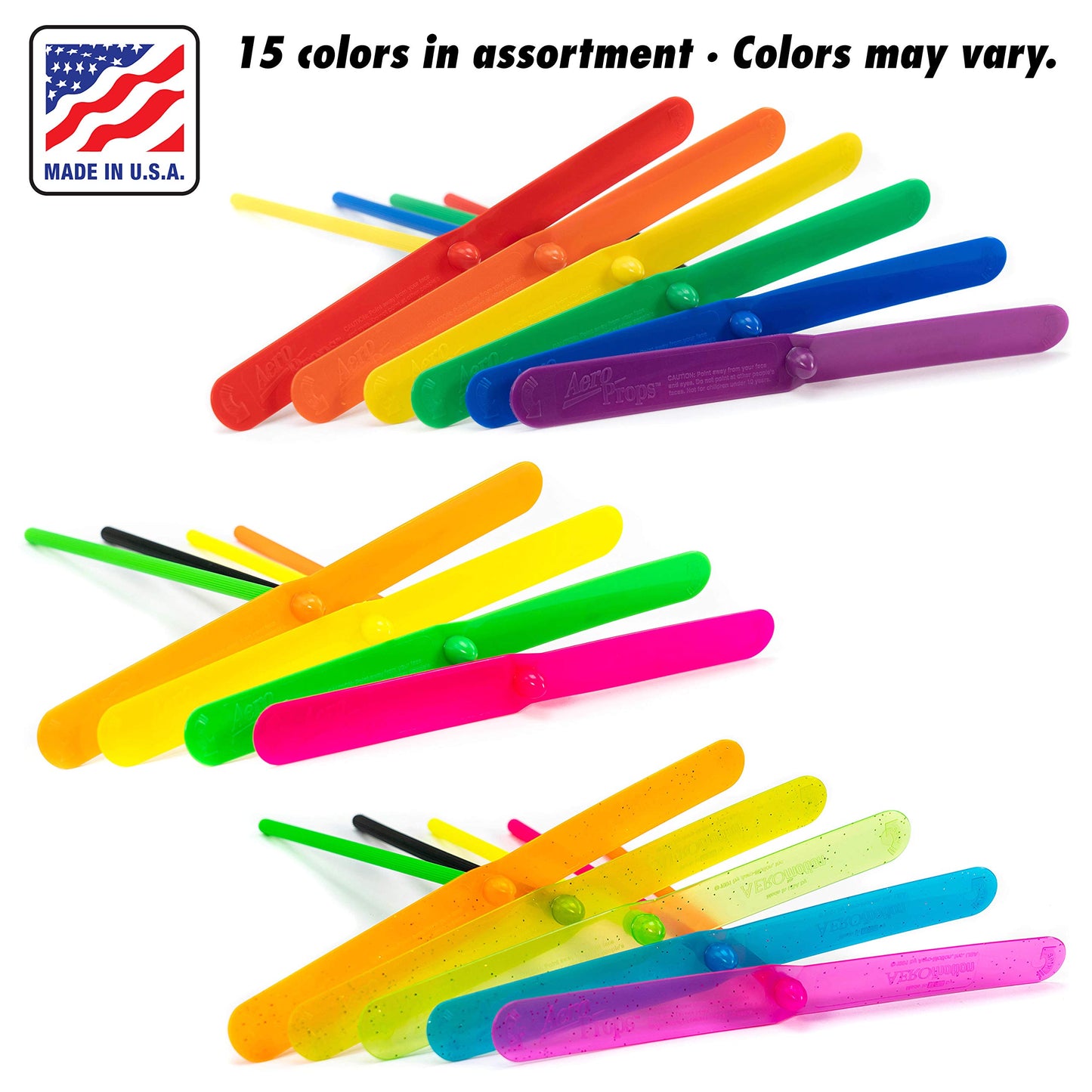 The Original Aero Props 10-Pack - Flying Helicopter Hand Spinner STEM Toy, Plastic Dragonfly Whirlybird, Made in USA, Multi-Color Fun for All Ages