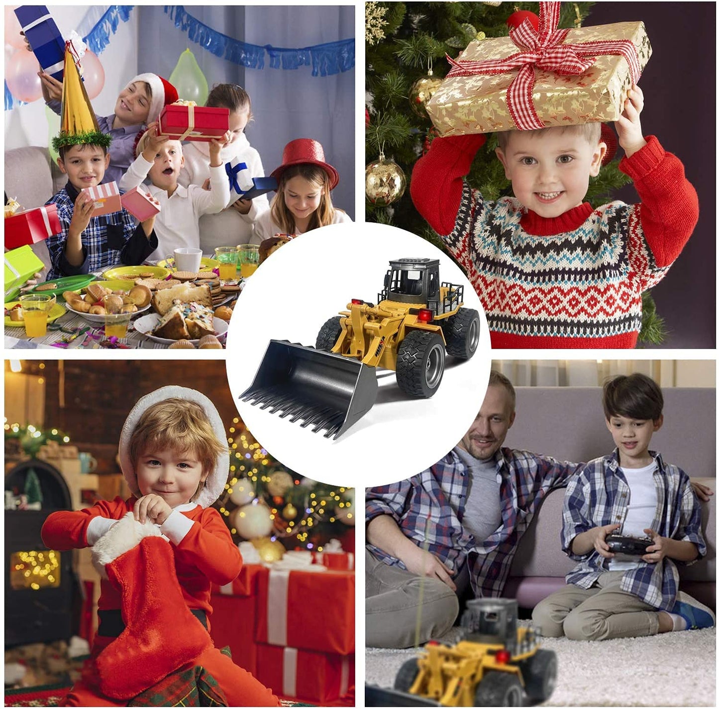 Remote Control Bulldozer Toy Truck 1:18 Scale, 4WD RC Front Loader Construction Vehicle for Kids 6+, Comes with 2 Rechargeable Batteries