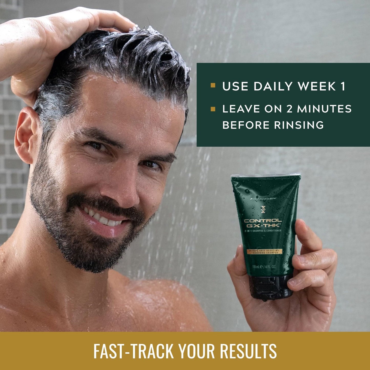 Just For Men Control GX + THK Thickening Shampoo & Conditioner - Grey Reducing, Hair Thickening up to 20% with Alpha Keratin, 4 oz