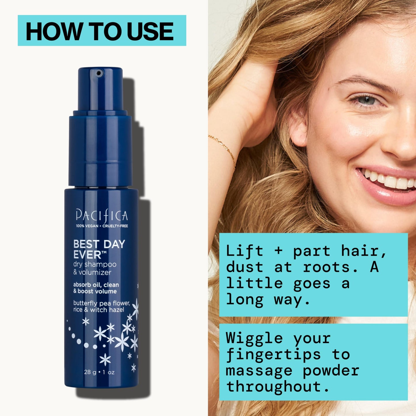 Pacifica Dry Shampoo Powder – Waterless Refresh & Instant Volumizer, Adds Texture, Absorbs Oil, Non-Aerosol, Vegan & Dermatologist Tested