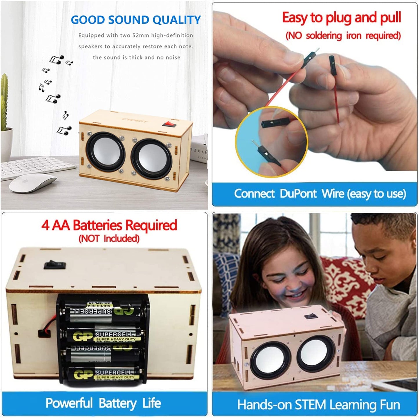 Build Your Own Bluetooth Speaker STEM Kit – DIY Electronics & Science Experiment for Kids & Teens, Beginner-Friendly Dual Speaker Set