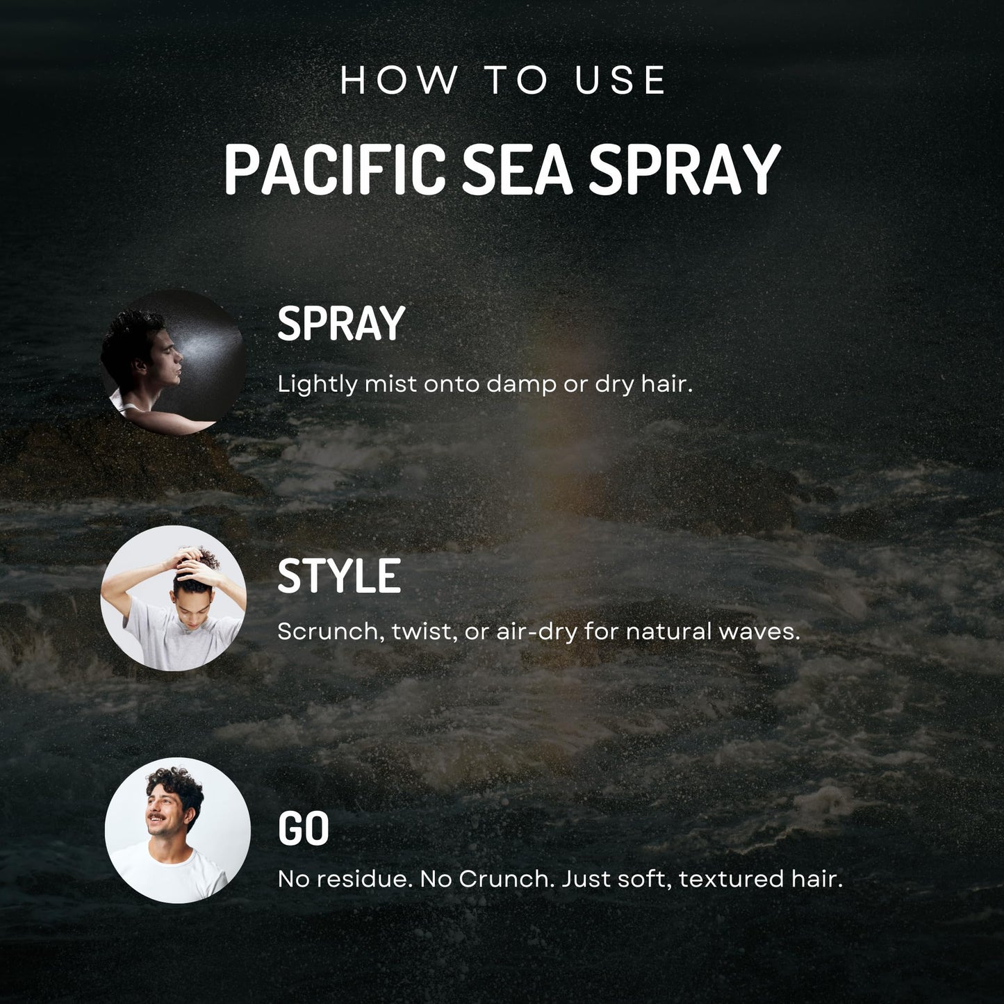 Malikiya Sea Salt Spray for Men– Beach Waves, Fluffy Textured Hair | Natural, Non-Greasy, No Crunch, Firm Hold | Coconut Water & Sea Kelp | 8 oz