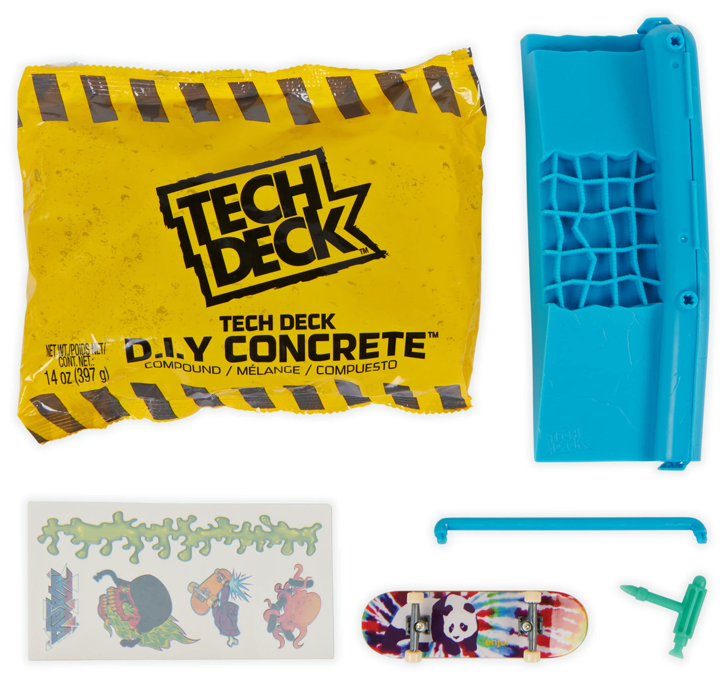 TECH DECK DIY Concrete Modeling Playset with Enjoi Fingerboard, Rail & Molds | Reusable Skatepark Kit Toy for Kids Boys & Girls Ages 6+