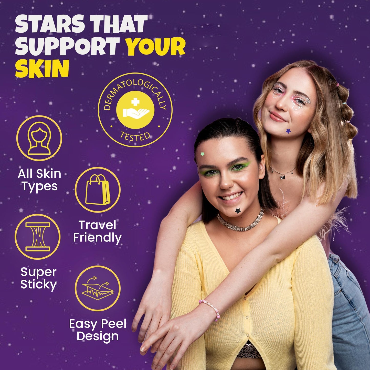 280Pcs Star Pimple Patches for Face – Hydrocolloid Acne Healing Stickers in 7 Colors & 3 Sizes – Glitter, Glow-in-the-Dark & Translucent Cute Zit Patches