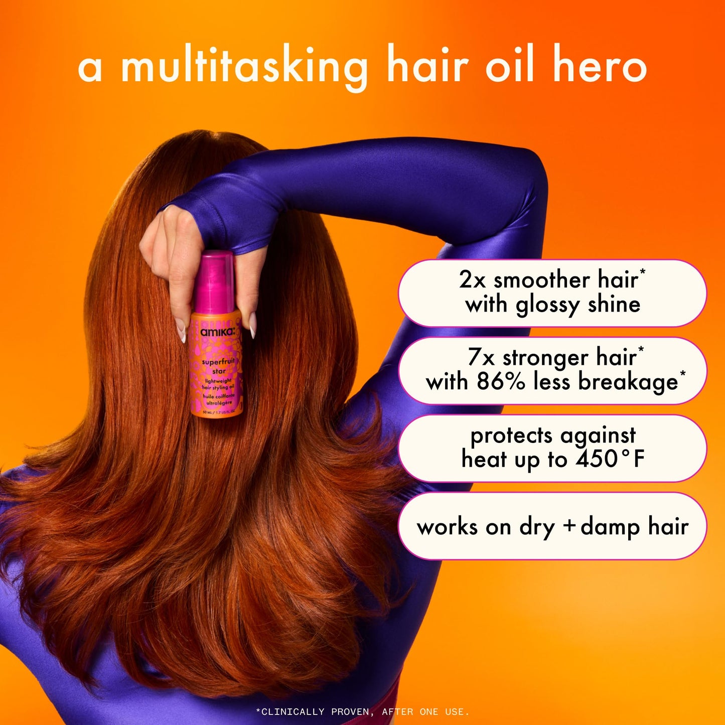 amika superfruit star lightweight hair styling + heat defense oil