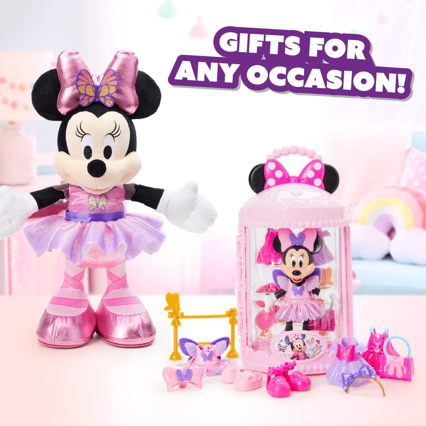 Disney Junior Minnie Mouse Fabulous Fashion Ballerina Doll, 13-piece Doll and Accessories Set, Kids Toys for Ages 3 Up by Just Play