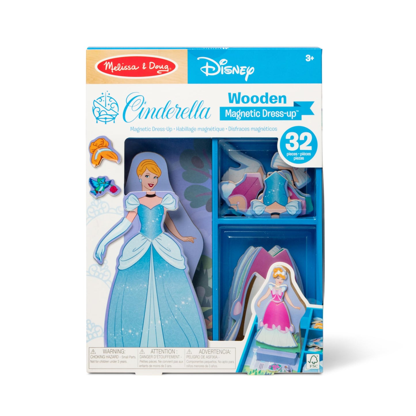 Melissa & Doug Disney Princess Cinderella Magnetic Dress-Up Wooden Doll Pretend Play Set (30+ pcs)