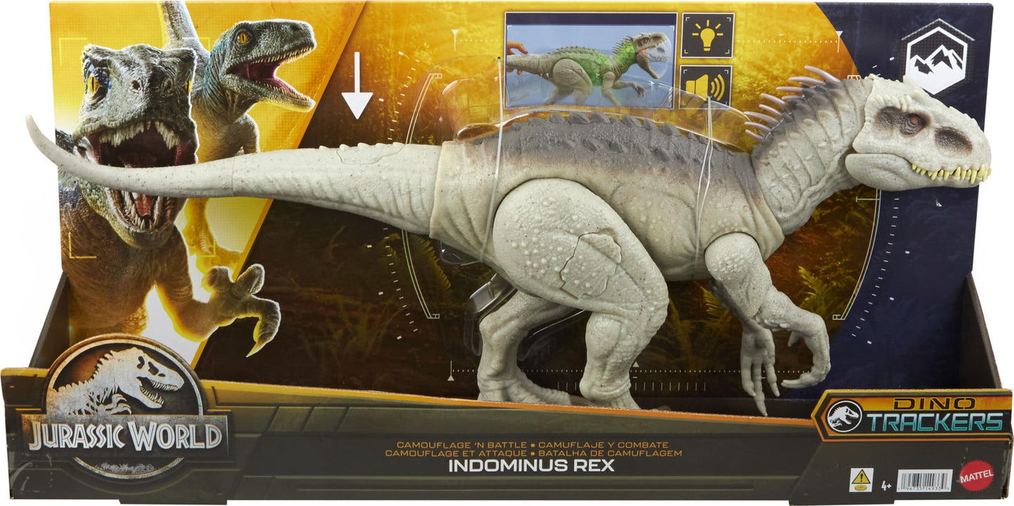 Mattel Jurassic World Indominus Rex Dinosaur Toy with Lights, Sounds & Motion, Camouflage 'n Battle I-Rex, 21 Inches Long with Digital Play