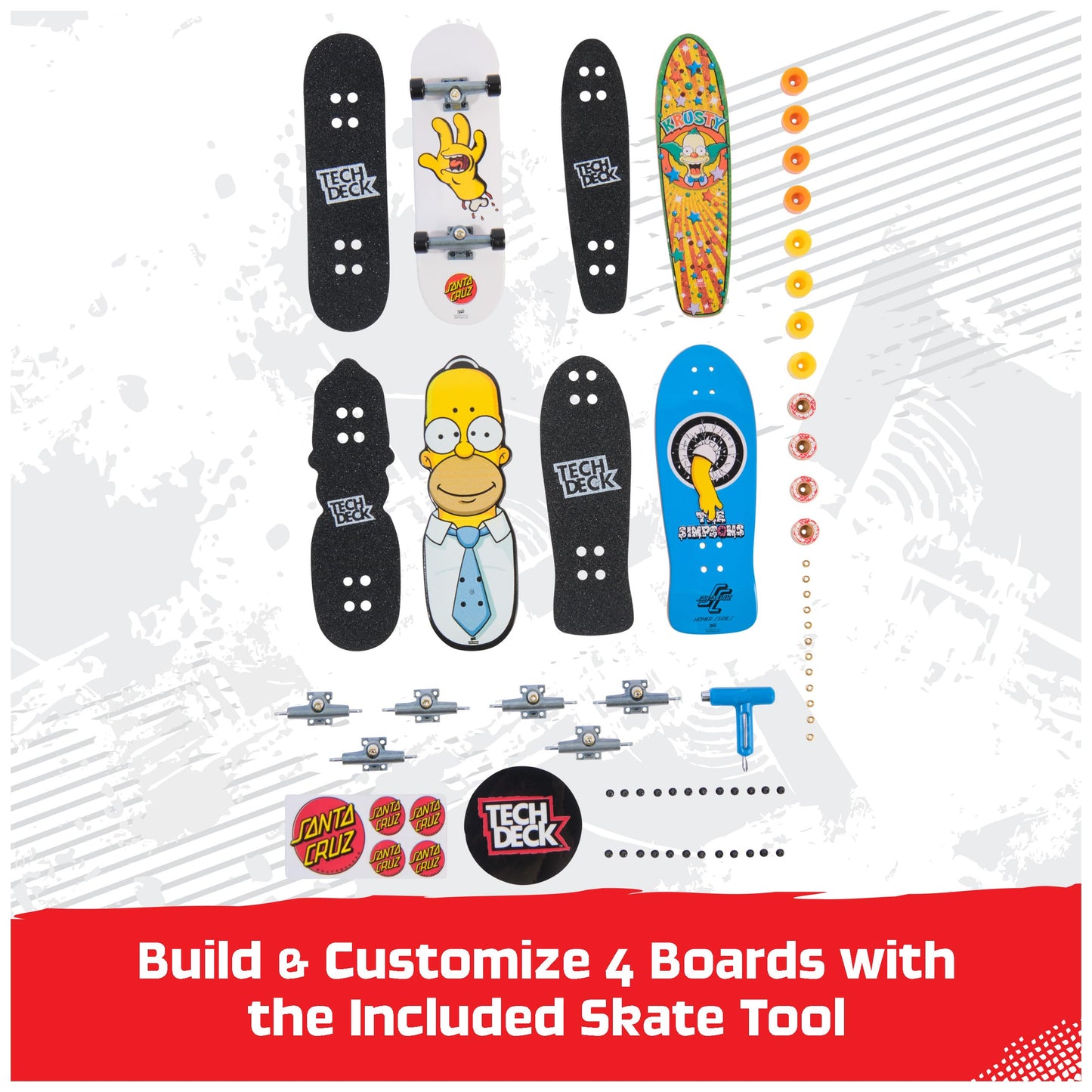 TECH DECK, Ultra DLX Fingerboard 4-Pack, Simpsons Skateboards, Collectible and Customizable Mini Skateboards, Kids Toys for Ages 6 and up