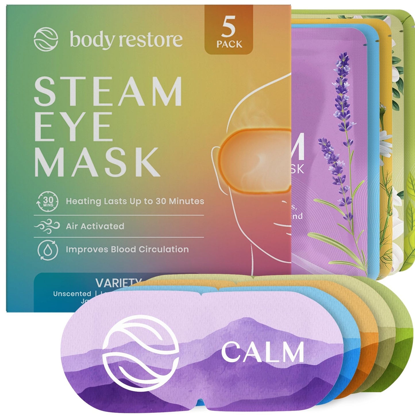 Body Restore Heated Eye Mask 5 Pack – Self-Heating Warm Compress for Dry Eyes, Relaxation, Stye Treatment, Gifts & Stocking Stuffers