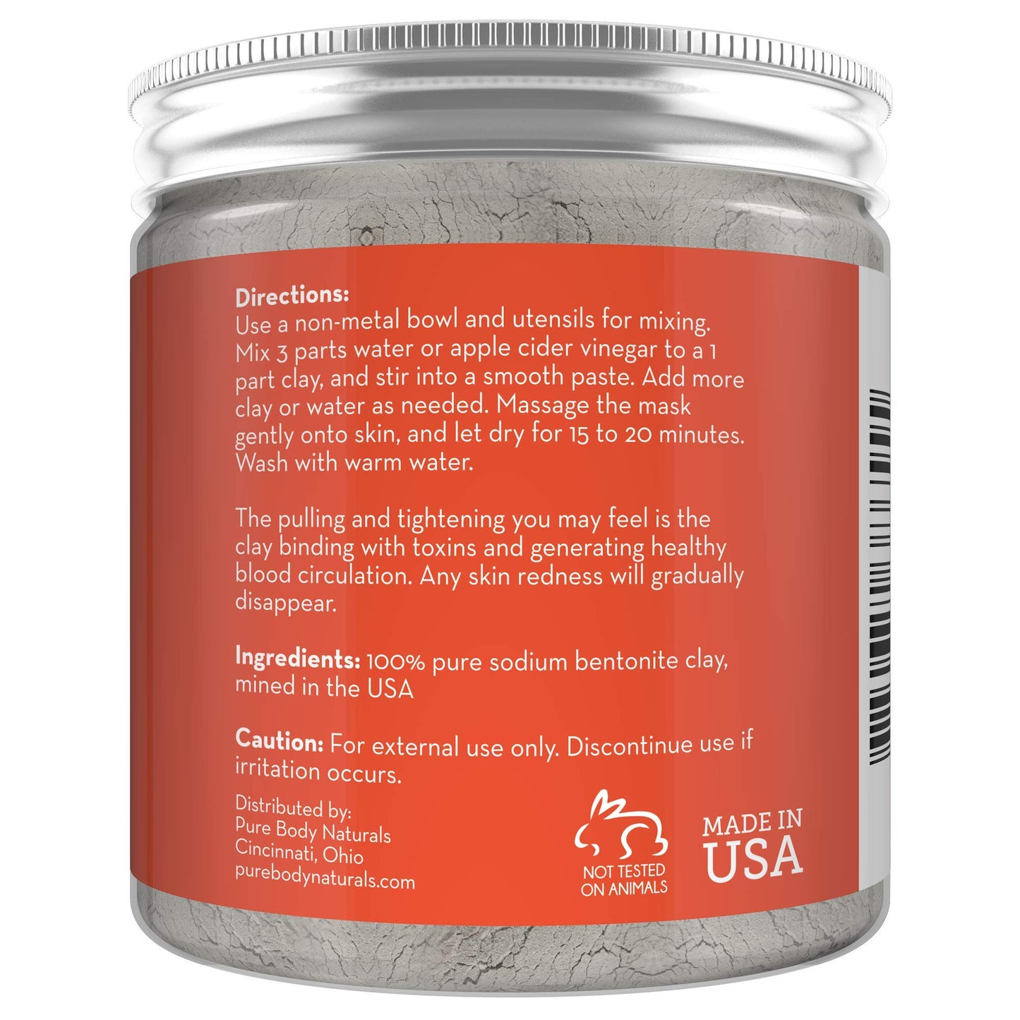 Pure Body Naturals Bentonite Clay Powder – 8 oz, DIY Face & Body Mask, Deep Pore Cleansing, Armpit Detox, Pure Indian Healing Clay