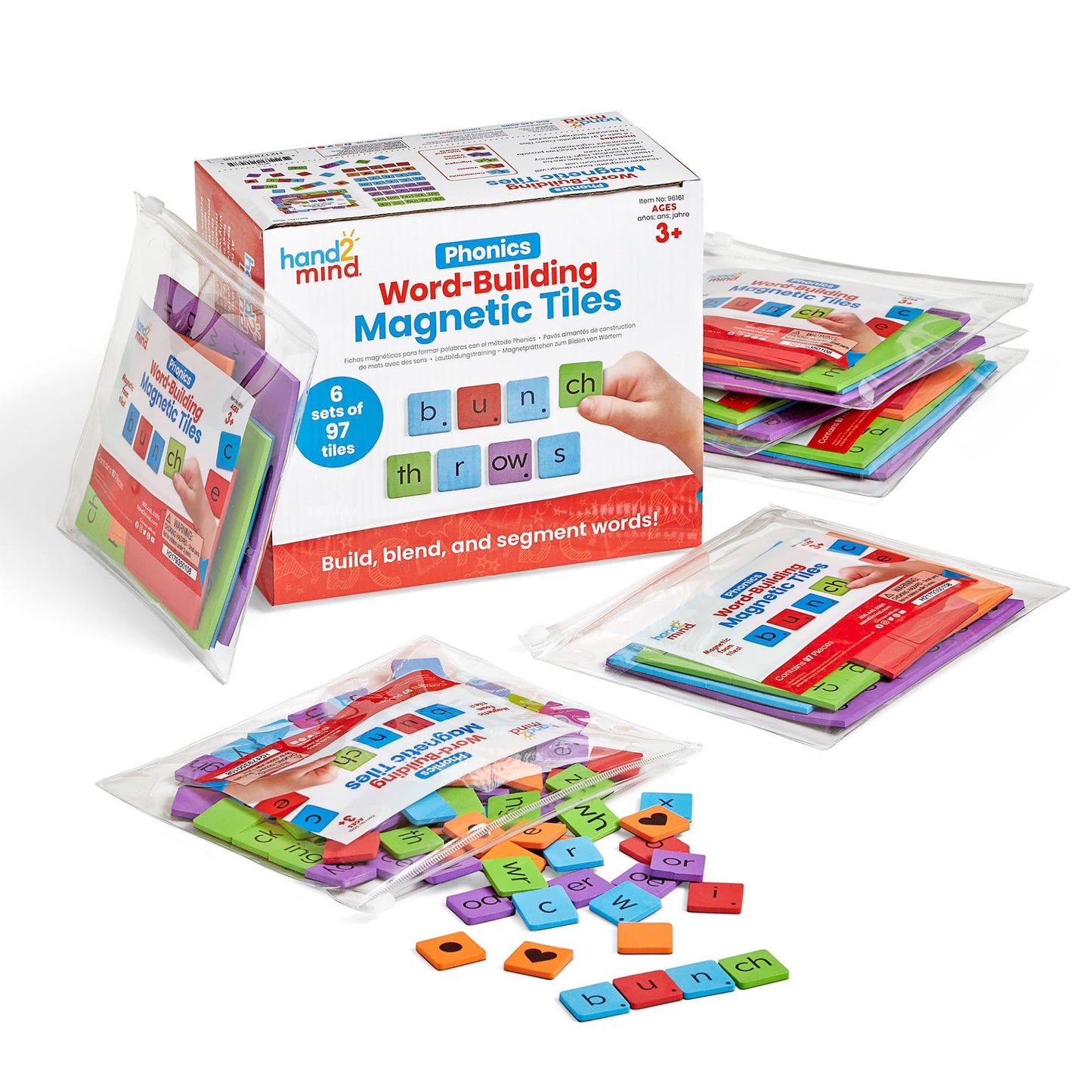 hand2mind Phonics Magnetic Letter Tiles, Word-Building & Letter Recognition for Kindergarten, Phonics, Phonemic Awareness (Set of 6)