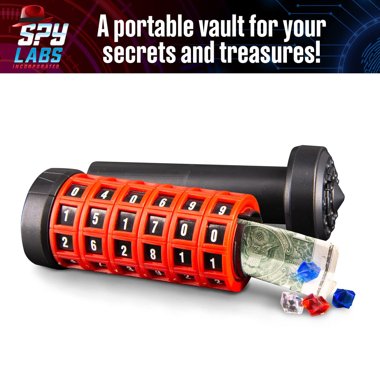 Thames & Kosmos Spy Labs Cryptic Puzzle Safe – Portable Vault to Protect Secrets & Evidence | Detective Gear for Young Investigators