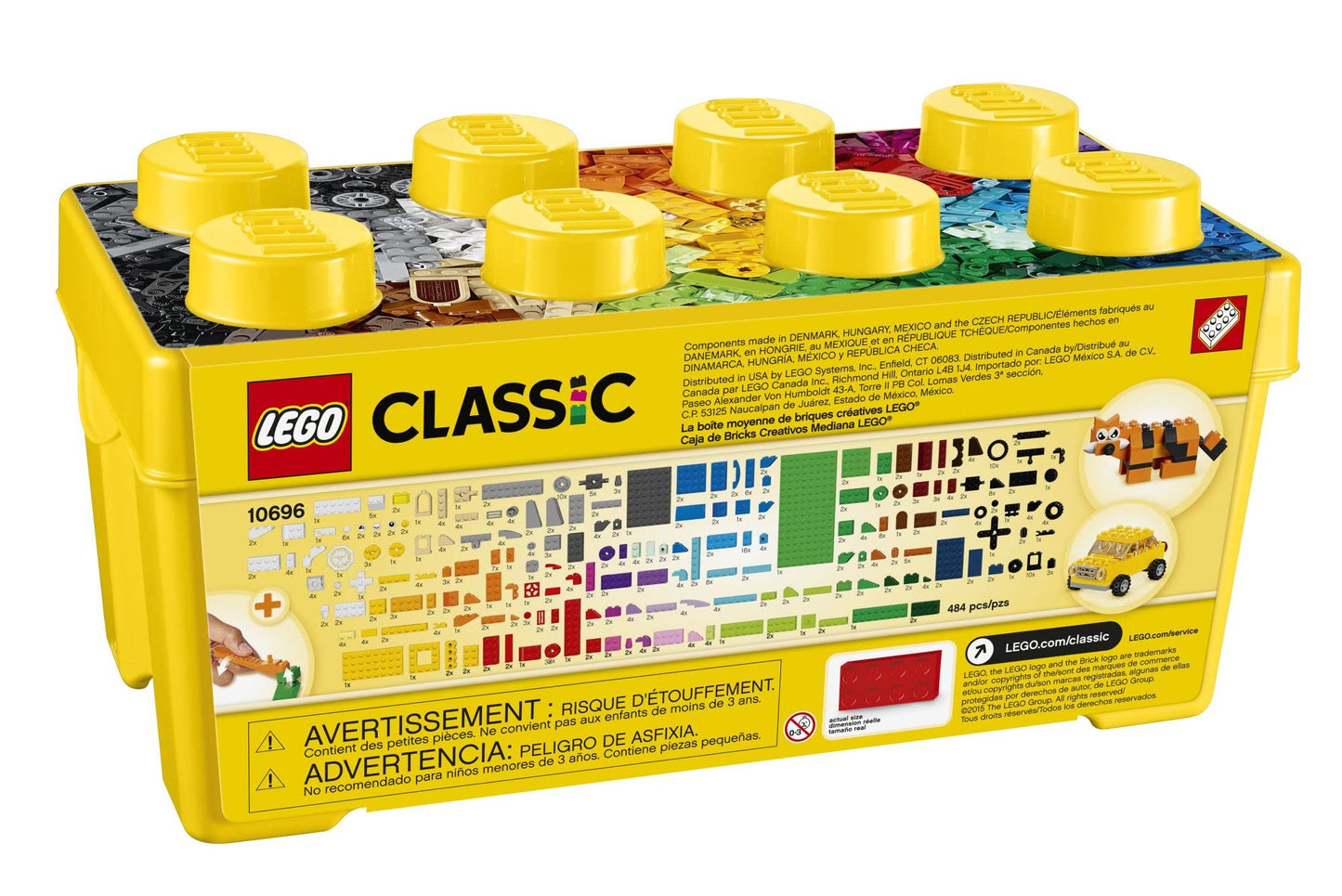 LEGO Classic Medium Creative Brick Box 10696 – Building Set with Storage, Train, Car & Tiger Figure for Kids Ages 4-99