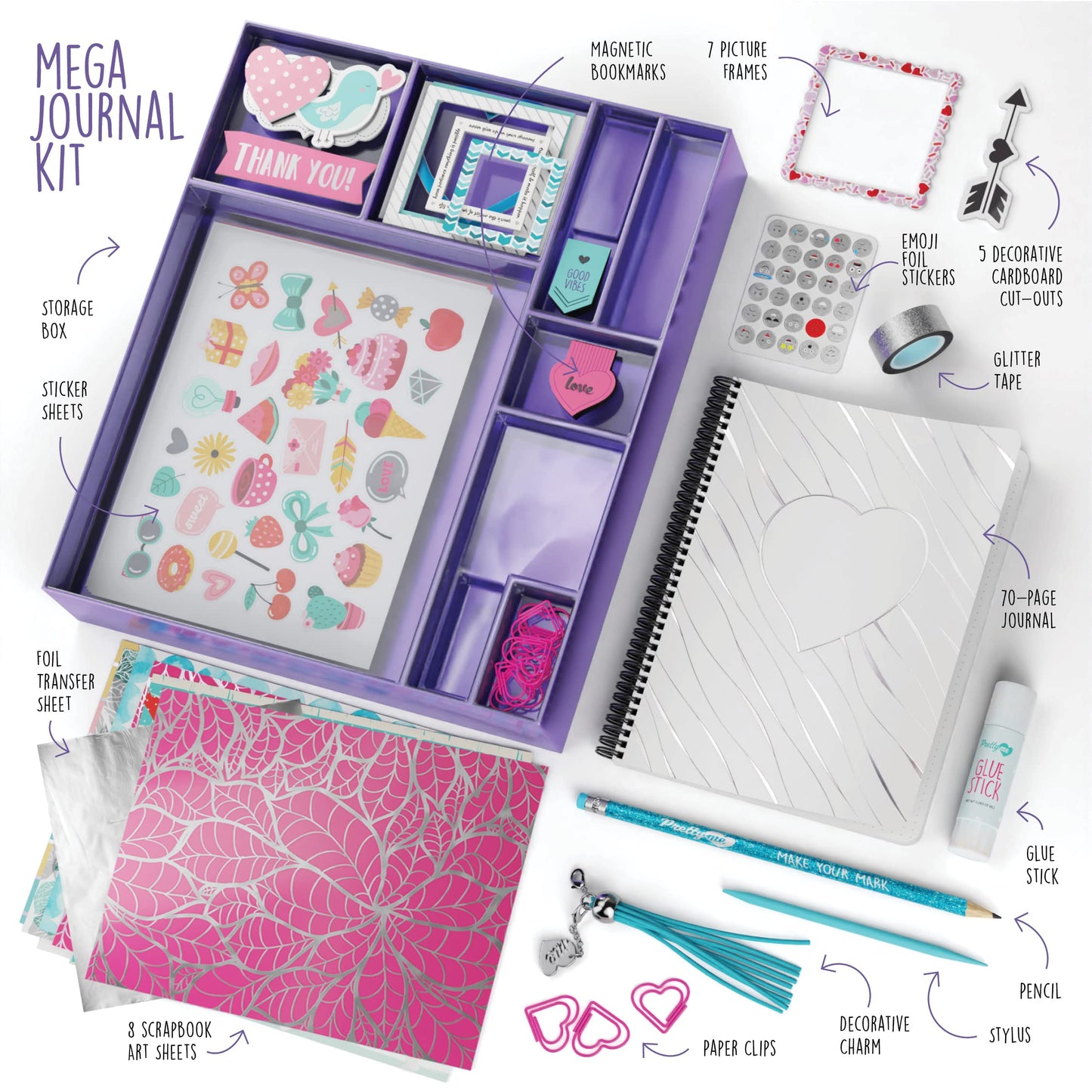 Pretty Me DIY Journal Kit for Girls, Ages 8-14 – Fun Scrapbook, Diary & Craft Set – Cute Birthday Gift for Tween & Teen Girls