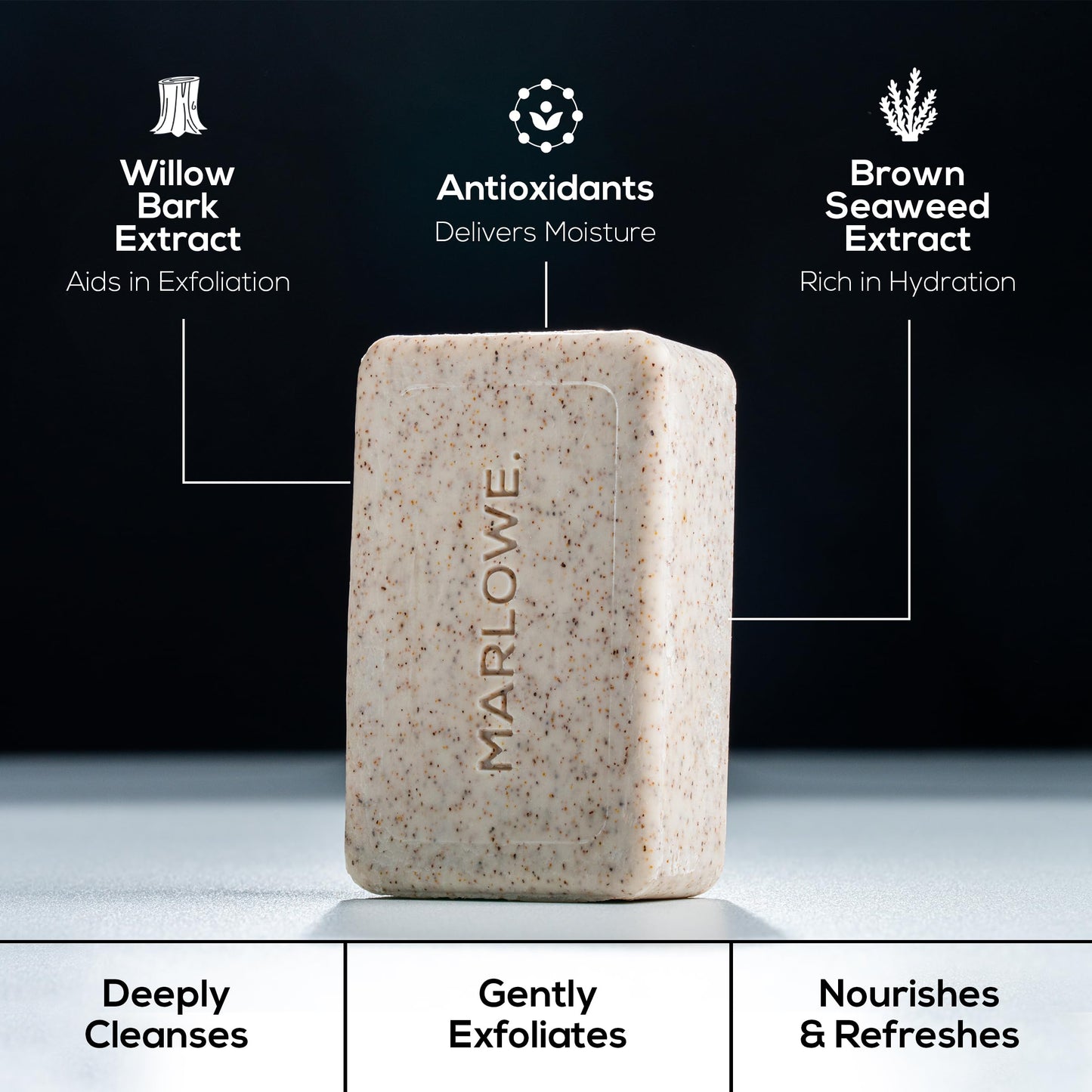 MARLOWE No. 102 Body Scrub Soap, 7oz – Exfoliating Bar with Shea Butter, Olive Oil & Green Tea, Smoothes & Revitalizes Skin, Sage & Fir Scent