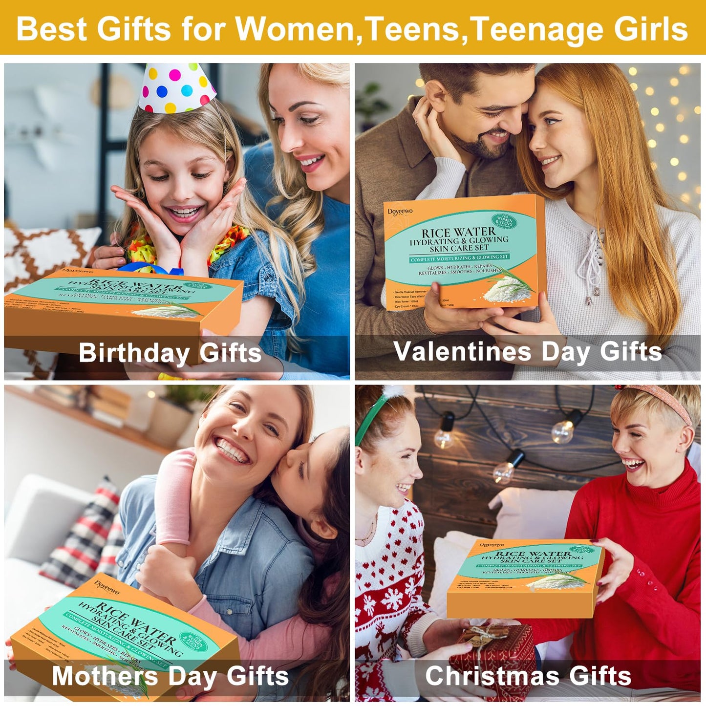 6Pcs Korean Glass Skin Care Set for Women & Teens – Rice Extract Facial Kit to Hydrate, Glow & Repair – Anti-Aging Routine Gift for Mom, Wife, Girls