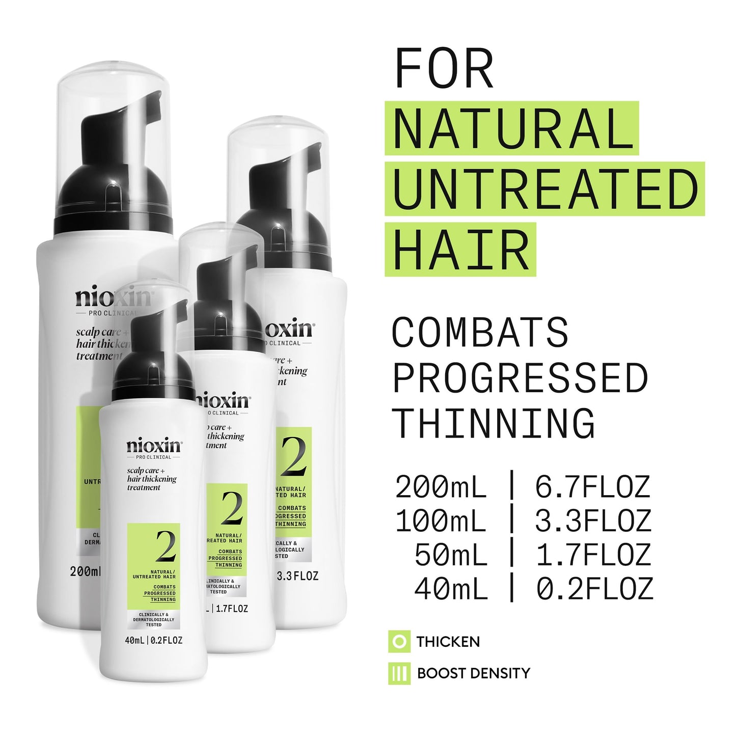 Nioxin Scalp + Hair Thickening System 2 Leave on Treatment | For Natural or Untreated Hair with Progressed Thinning | 6.8 Fl oz.