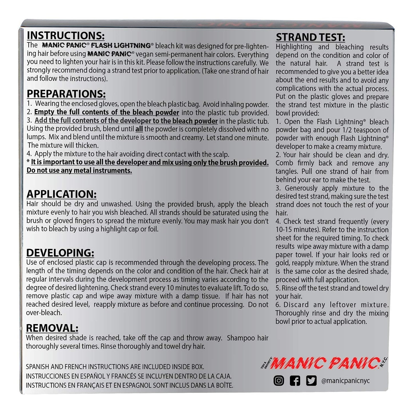 MANIC PANIC Flash Lightning Super Strength Hair Bleach Kit – 40 Volume Developer & Powder Lightener for Dark Hair, Lifts Up to 7 Levels, Vegan & Cruelty-Free