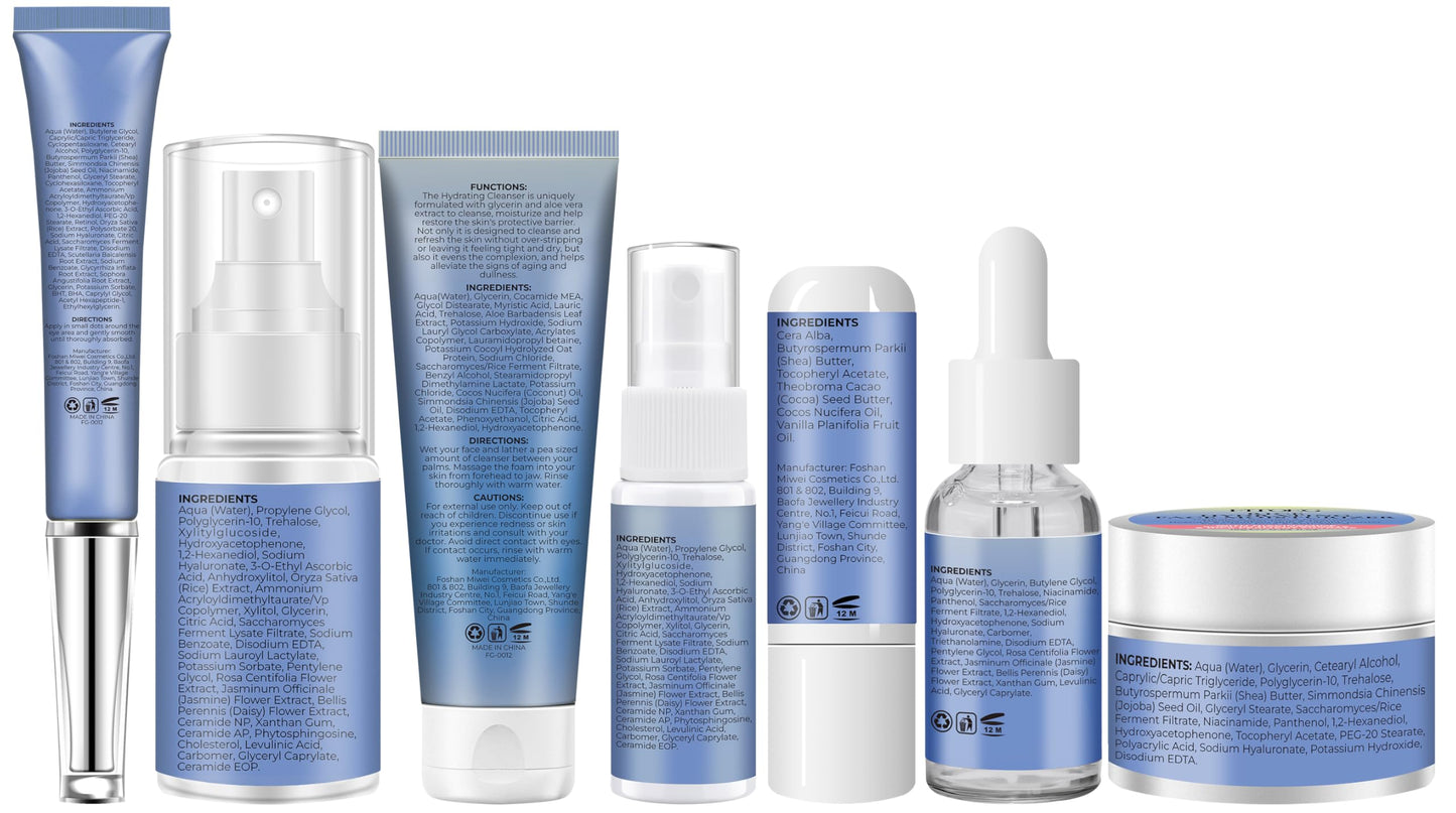 Gentle Hydrating Skincare Set for Teens – Clean Ingredients Daily Facial Kit for Kids & Women, Travel Size Toiletry Essentials Gift Set