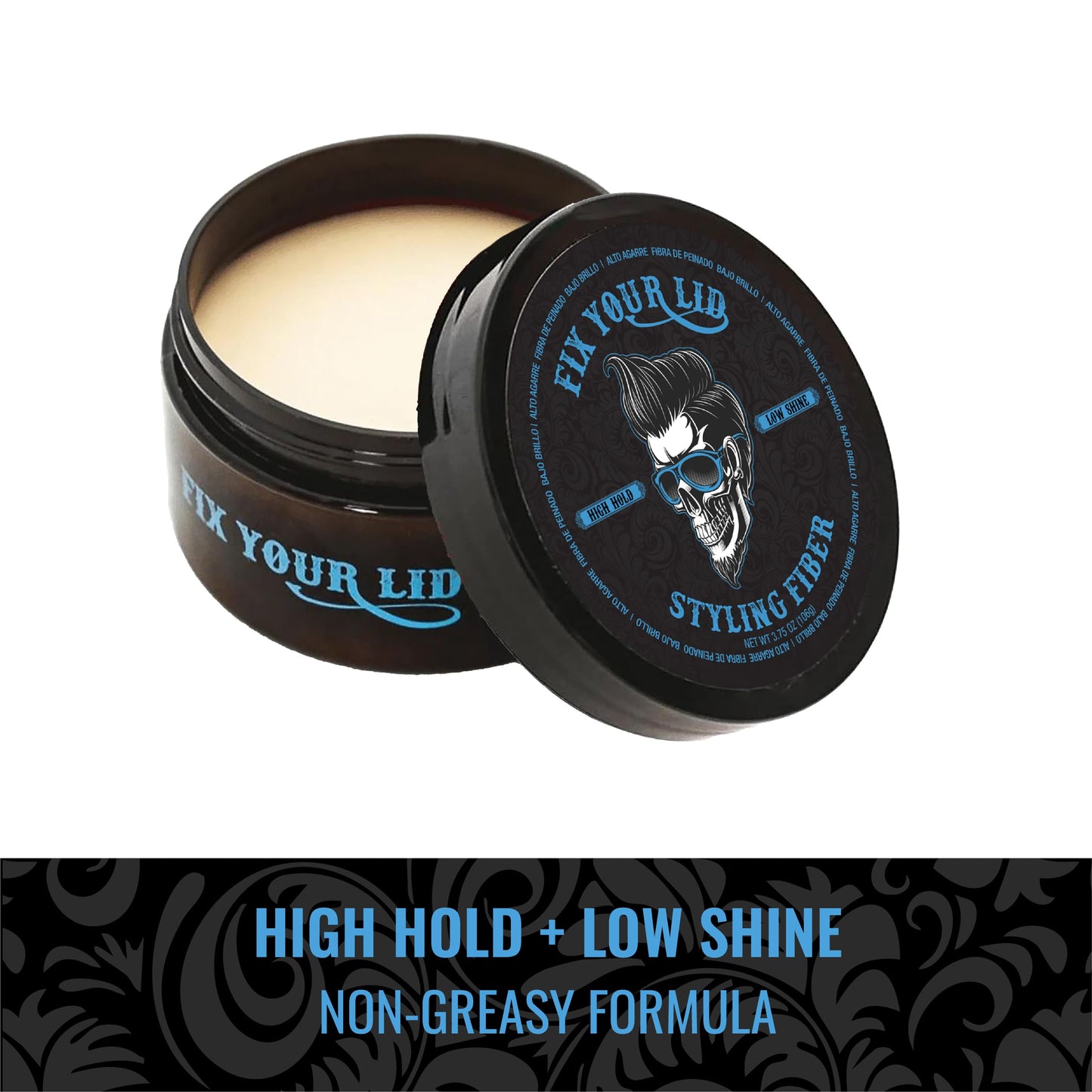 Fix Your Lid Hair Styling Fiber for Men & Boys – High Hold, Low Shine Pomade for Short Hair, Citrus Scent, Paraben & Phthalate Free, 3.5 oz