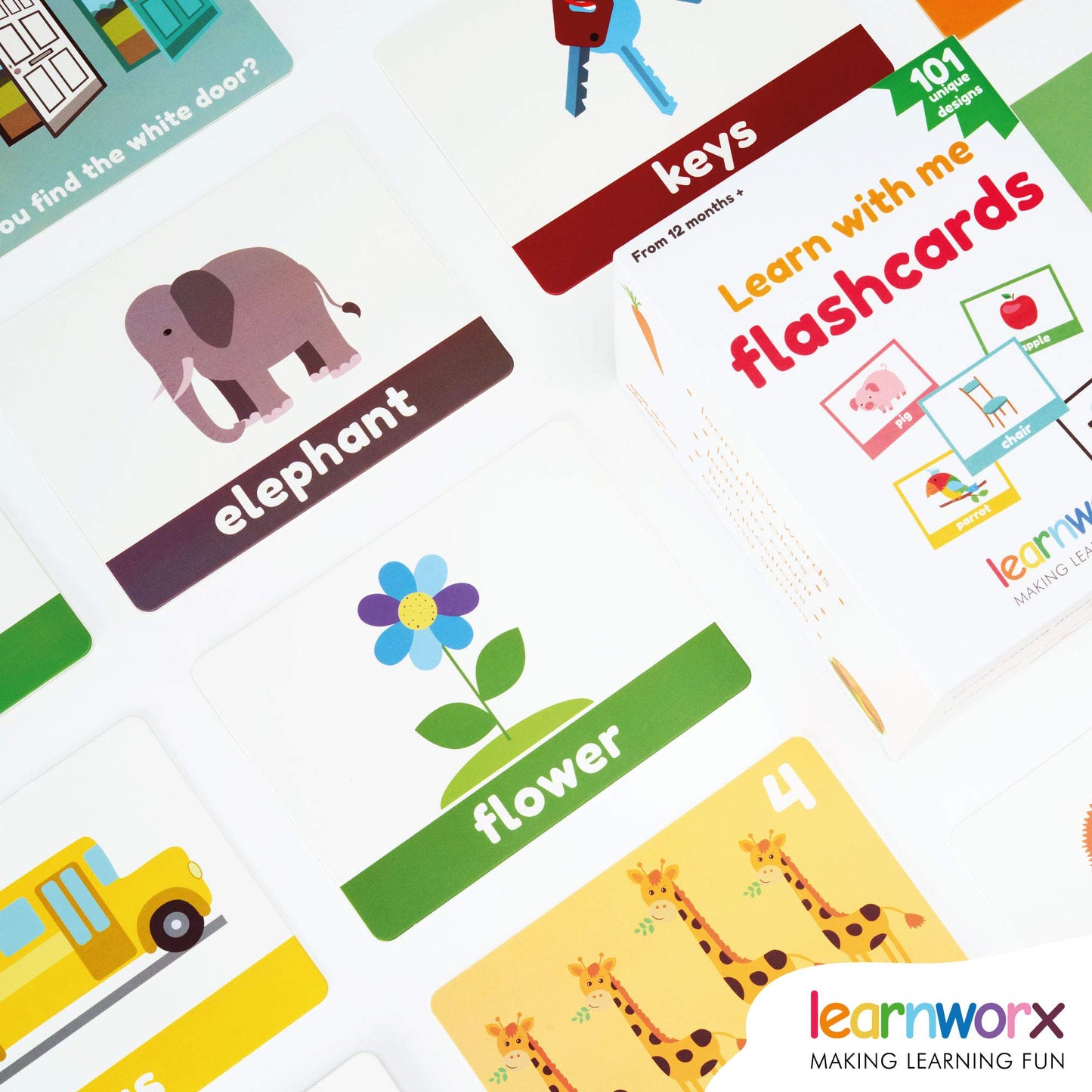 LearnWorx 101 Baby Flash Cards for Toddlers 1-3 | First Words, Numbers & Objects | Award-Winning Learning & Speech Development Toys