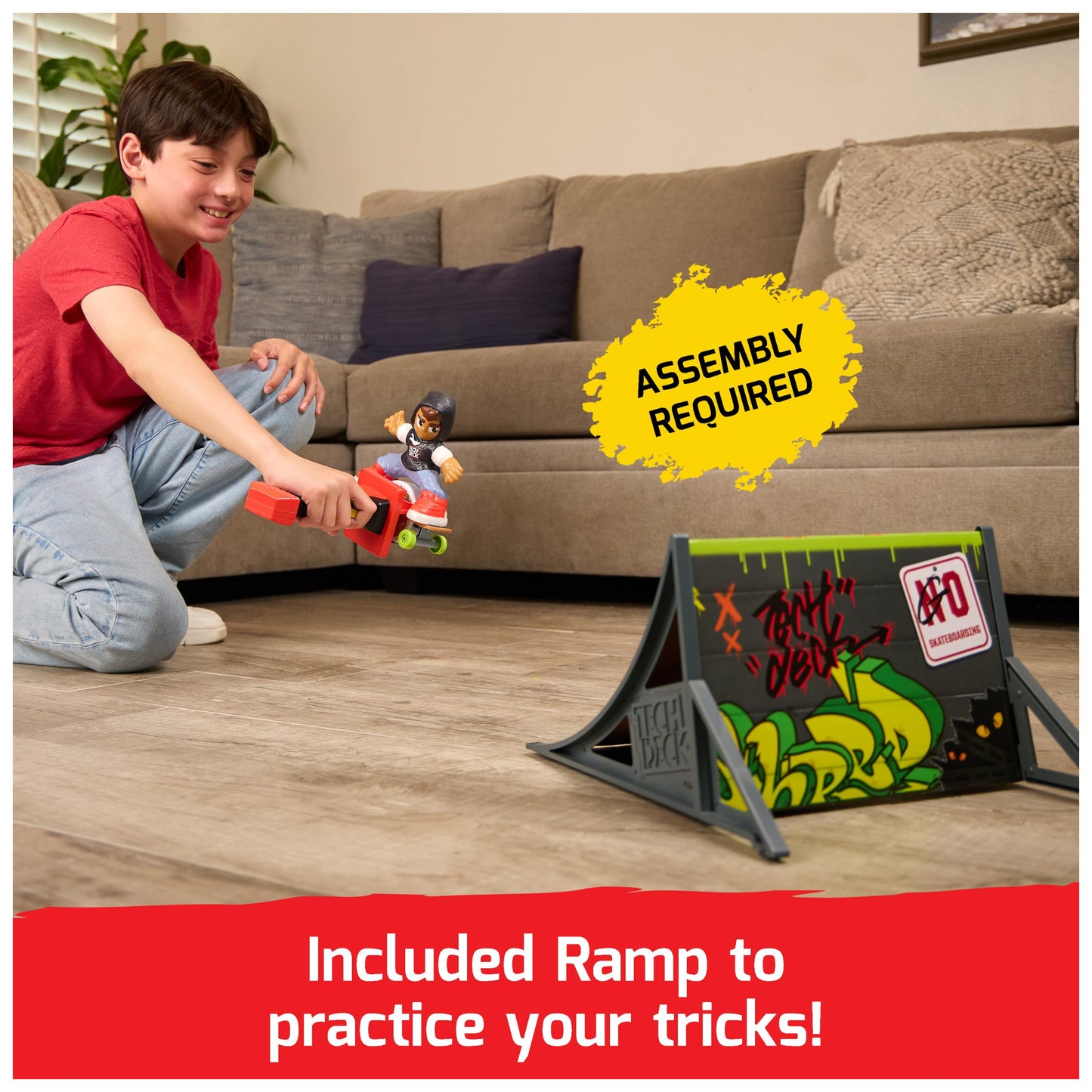 Tech Deck Shred N' Blast Motorized Finger Skateboard with Rider & Ramp for Tricks & Jumps, Kids Toys Ages 6+