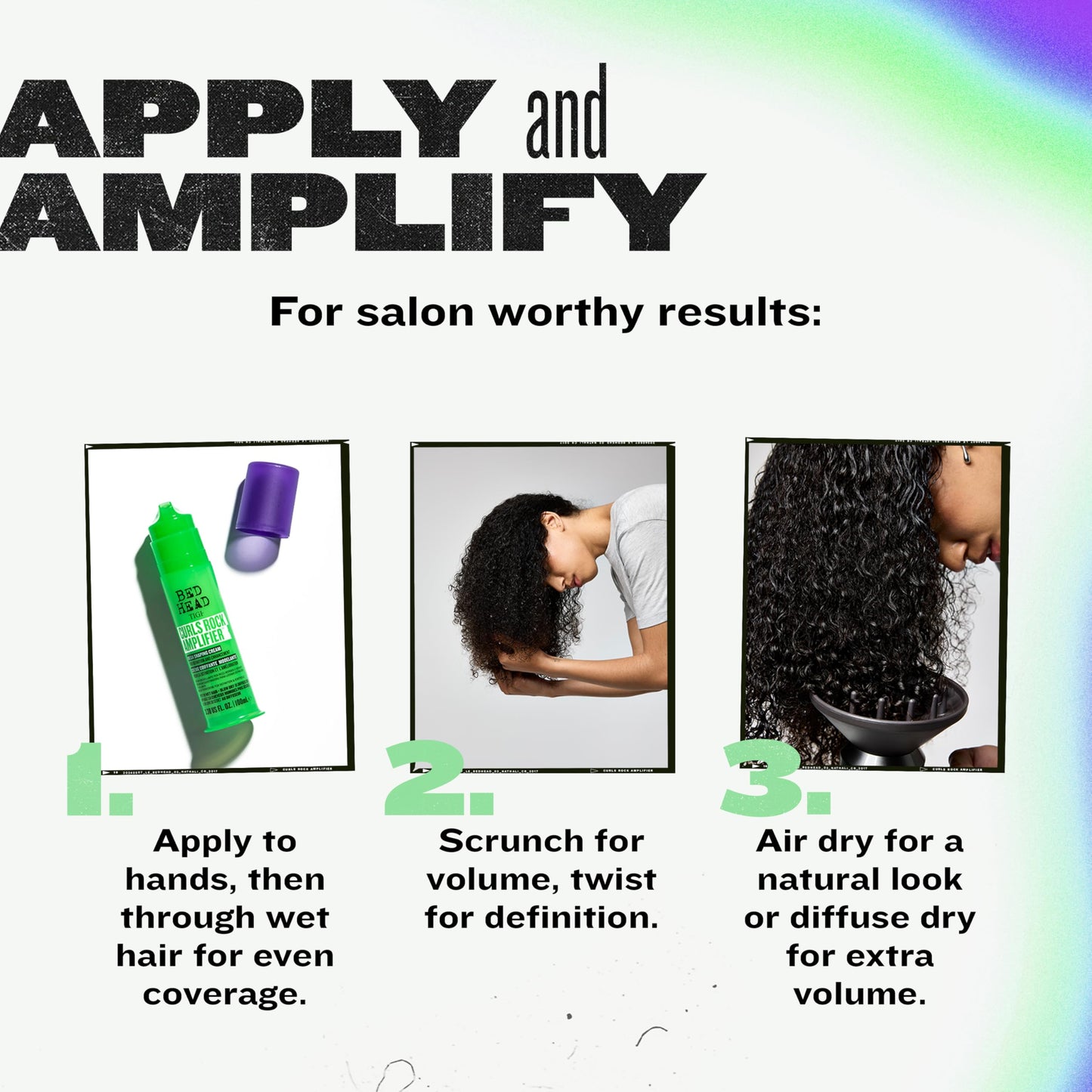 Bed Head by TIGI Curls Rock Amplifier – Curl Shaping and Defining Cream with Anti Frizz Protection for Beautifully Enhanced Curls and Waves, 3.38 fl oz