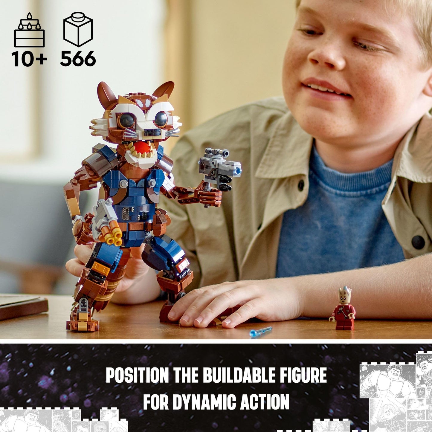 LEGO Marvel Rocket & Baby Groot Minifig Set, Guardians of the Galaxy Action Toy for Kids 10+, Buildable Figure for Play & Display, 76282