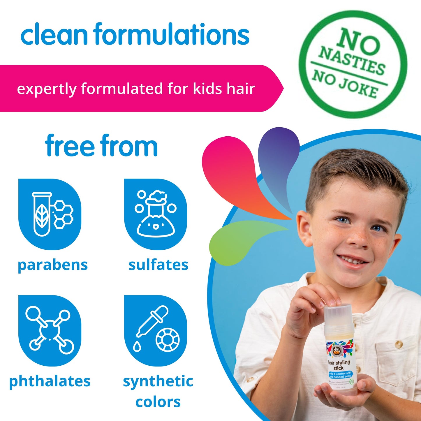 So Cozy Kids Hair Wax Stick (2 Oz) – Easy Styling & Flyaway Tamer, Slick Back & Shape with Precision, No Parabens, Sulfates or Dyes