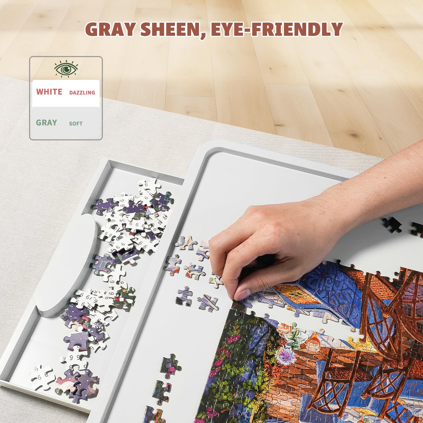 BuilderButler 1500-Piece Rotating Puzzle Board – 360° Lazy Susan with 6 Sliding Drawers & Cover, 34.25"x26.38" Portable Puzzle Table, Gift