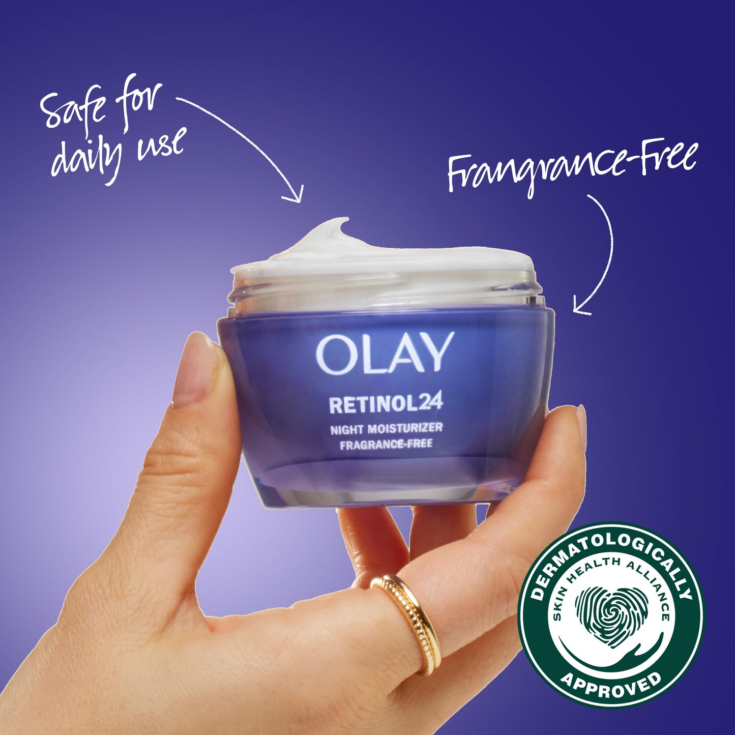Olay Retinol 24 Night Face Moisturizer for Women – Anti-Aging, Fragrance-Free, Hydrates, Smooths Fine Lines & Wrinkles, 1.7 oz