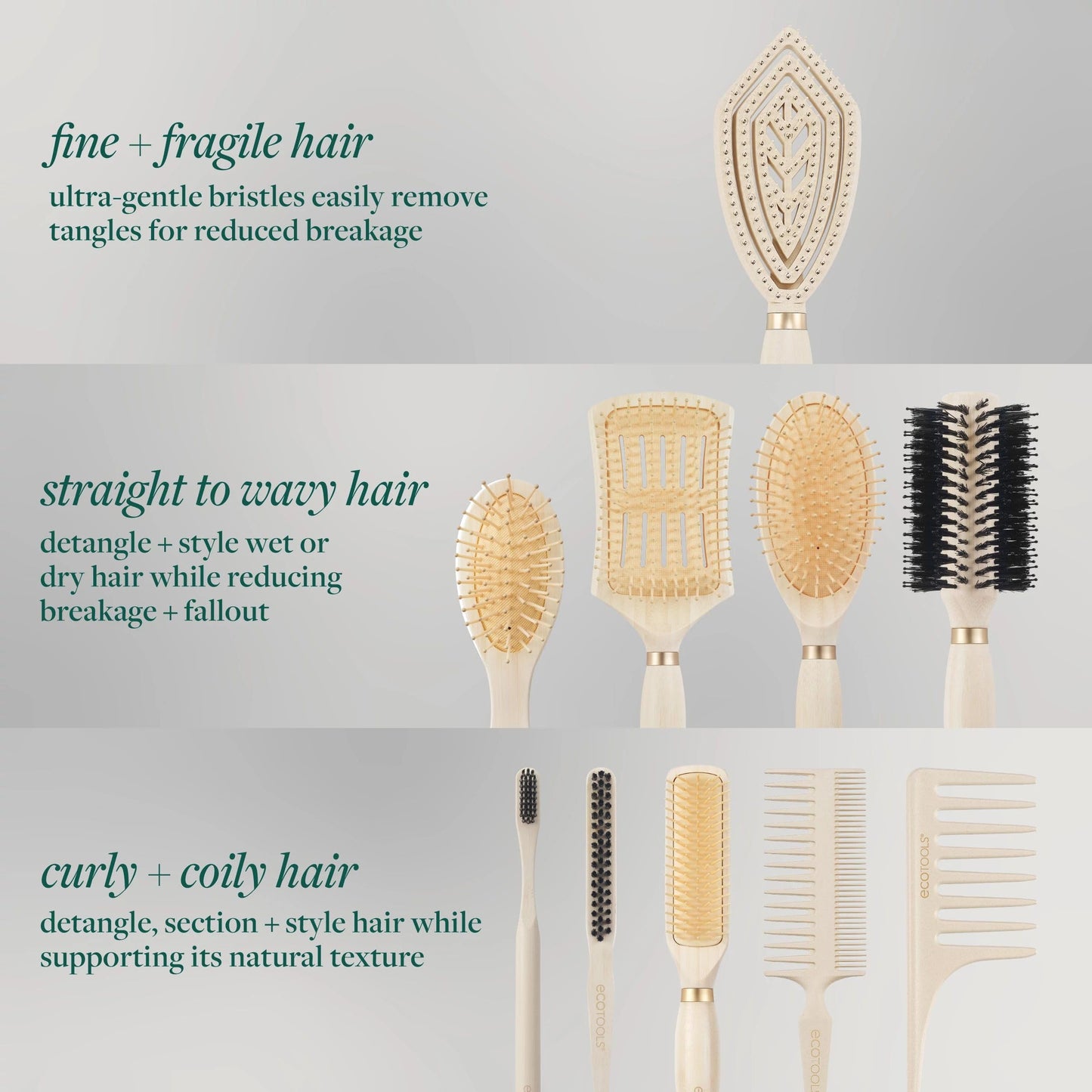 EcoTools Slick Back Hairbrush | Small Styling Brush for Perfect Ponytail or Bun | Smooth, Tease & Tame Frizz | Bamboo Handle & Vegan Bristles