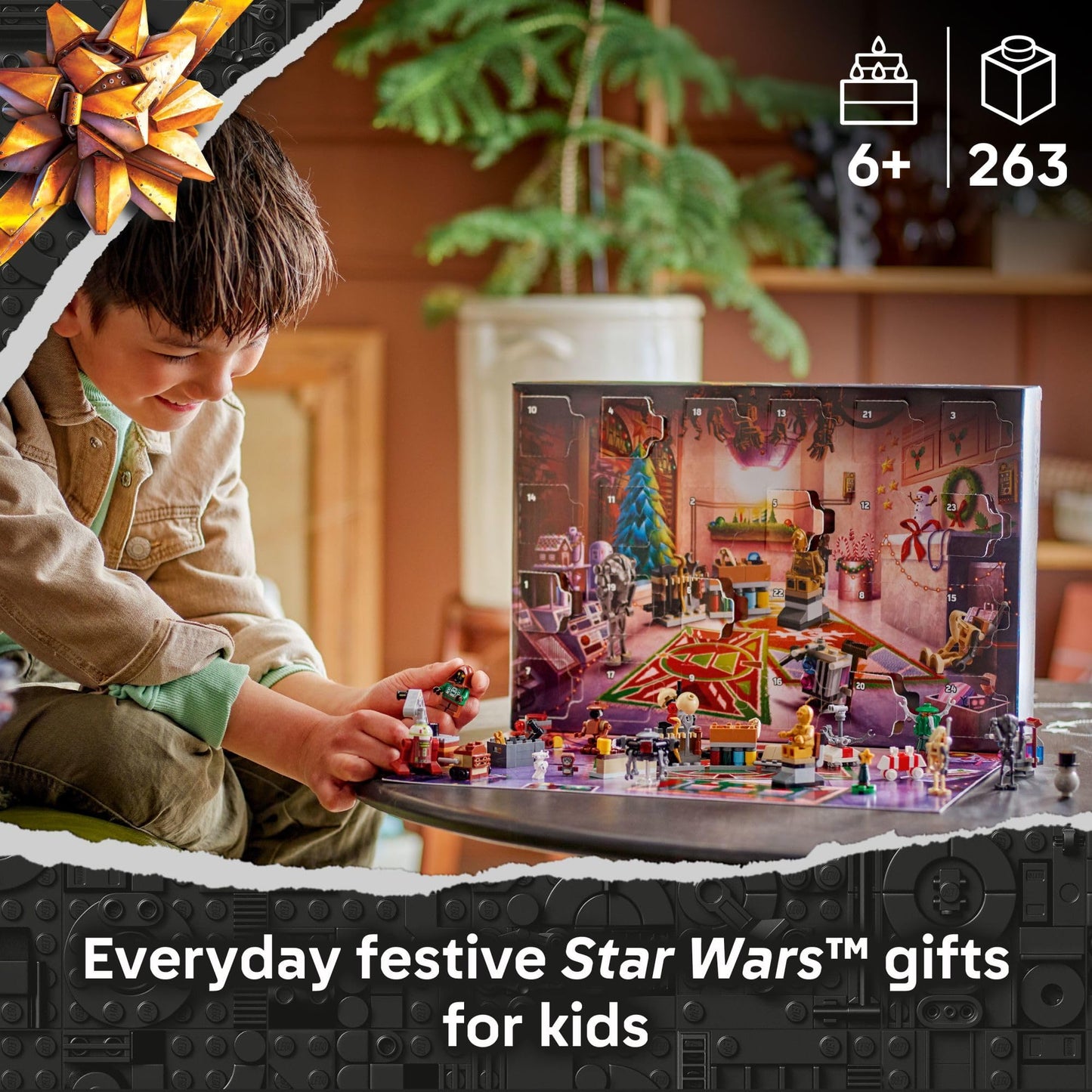LEGO Star Wars Advent Calendar 2025 – 24 Holiday Toys, C-3PO & BB-8 Minifigures, Ages 6+, Christmas Gift, Set 75418