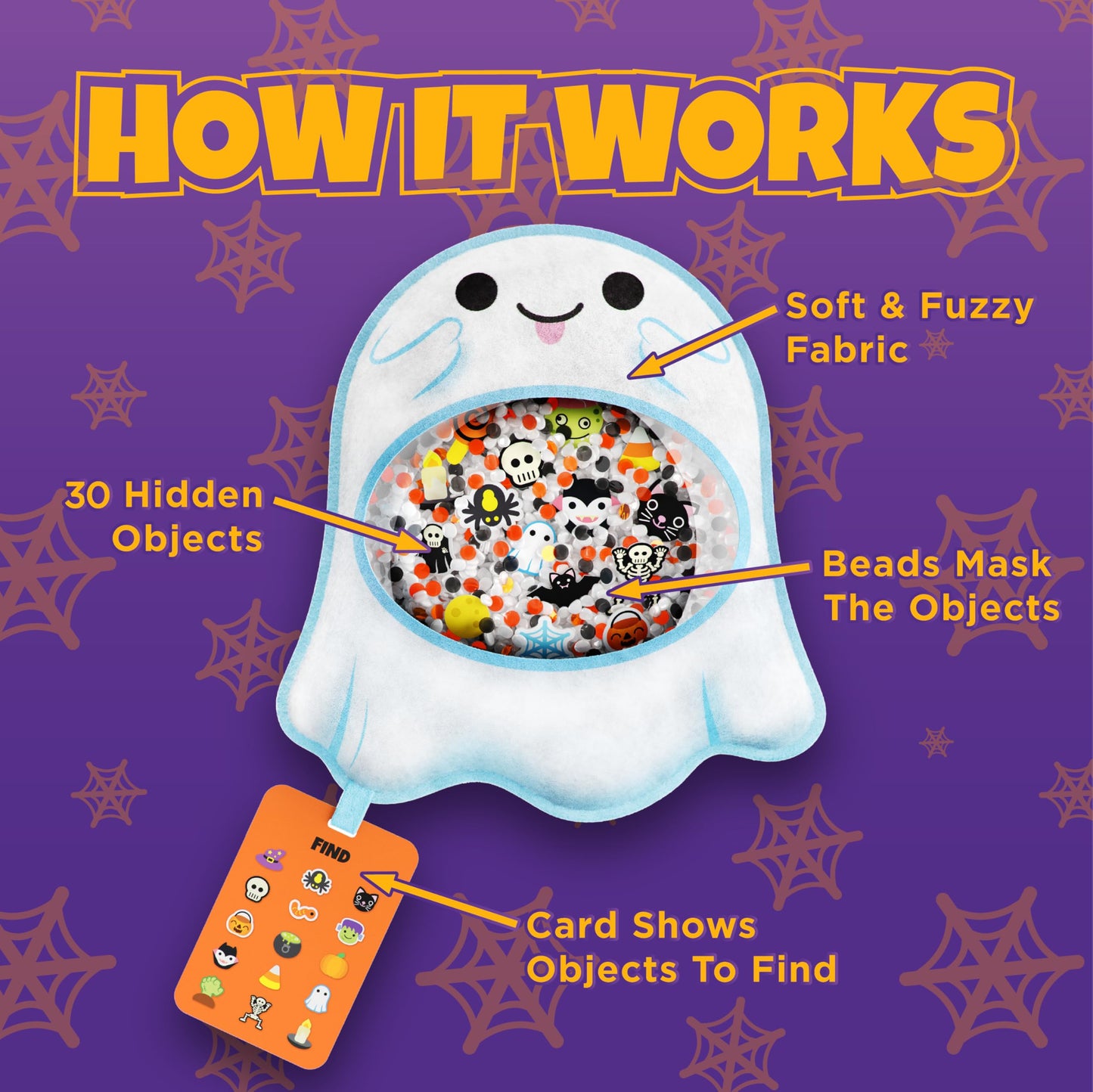 Vango BIZYBOO Pumpkin Seek & Find Toy – Preschool Learning Activity for Toddlers, Ages 2+ – Educational Sorting & Boo Basket Gift