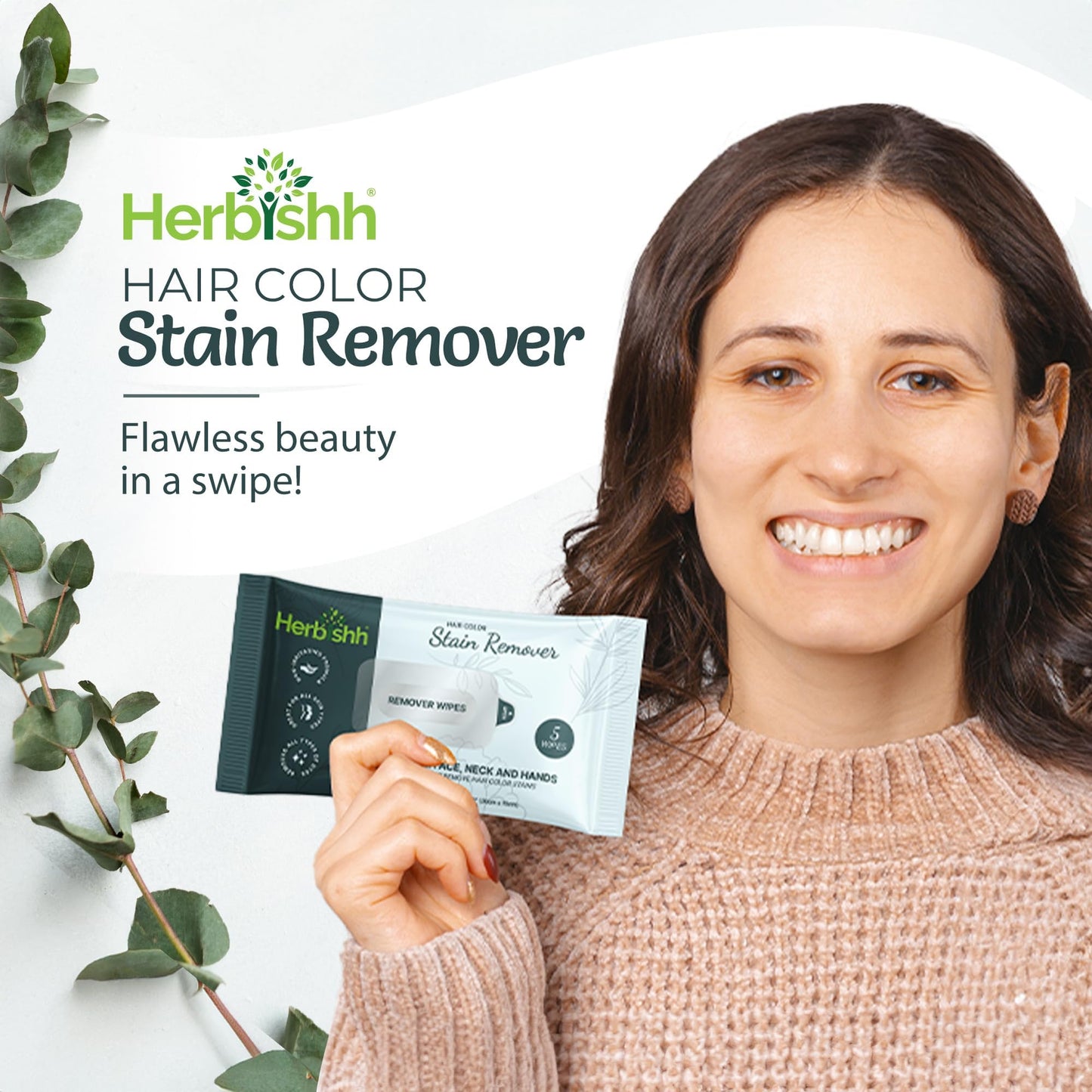 Herbishh Hair Color Stain Remover Wipes - Gentle Formula for Dye Cleanup, Skin-Friendly Travel Pack (Pack of 5)