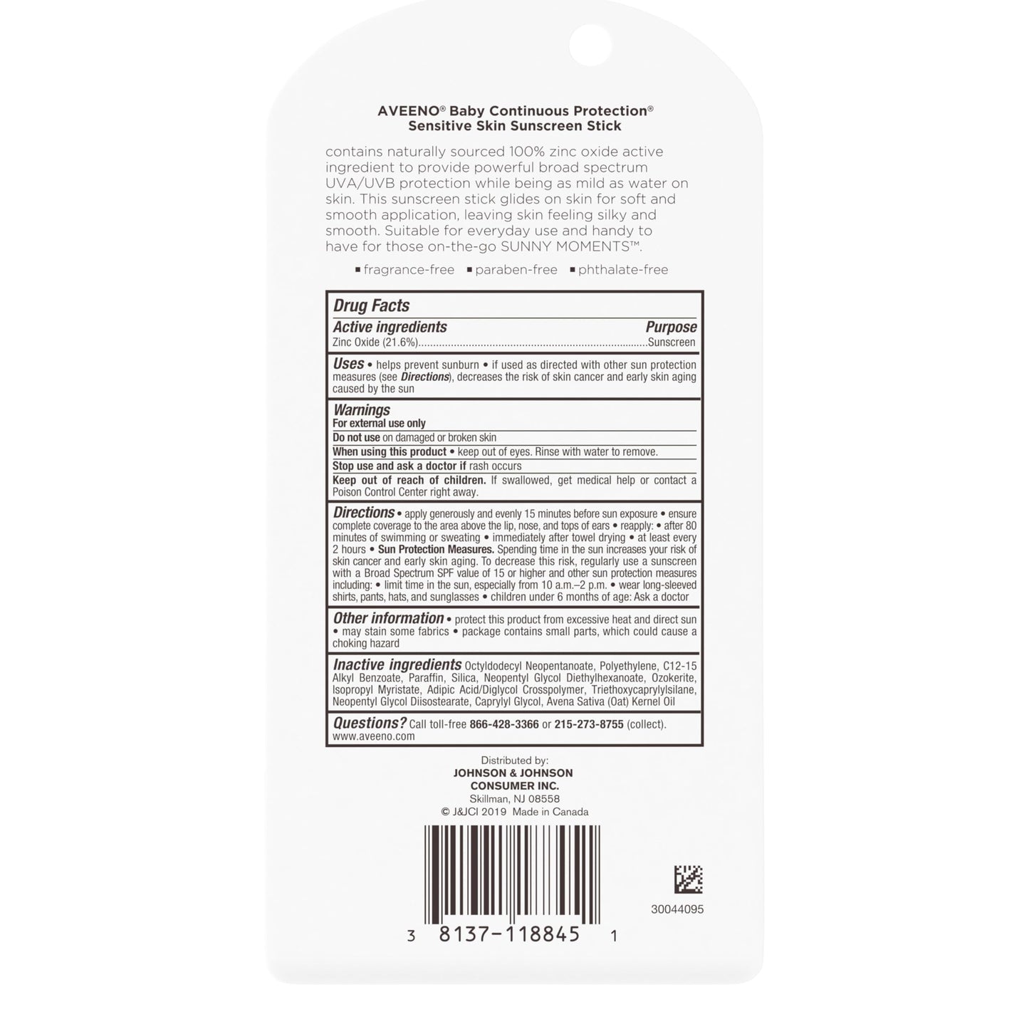 Aveeno Baby Mineral Sunscreen Stick SPF 50 for Sensitive Skin, 100% Zinc Oxide, Broad Spectrum Face & Body Sunblock, Travel Size 0.47 oz