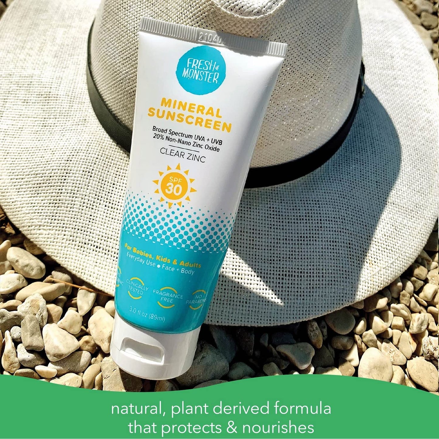 Fresh Monster Daily Kids Sunscreen SPF 30 – Clear Mineral Zinc Oxide, Face & Body, Reef Safe, Hypoallergenic, UVA/UVB Protection