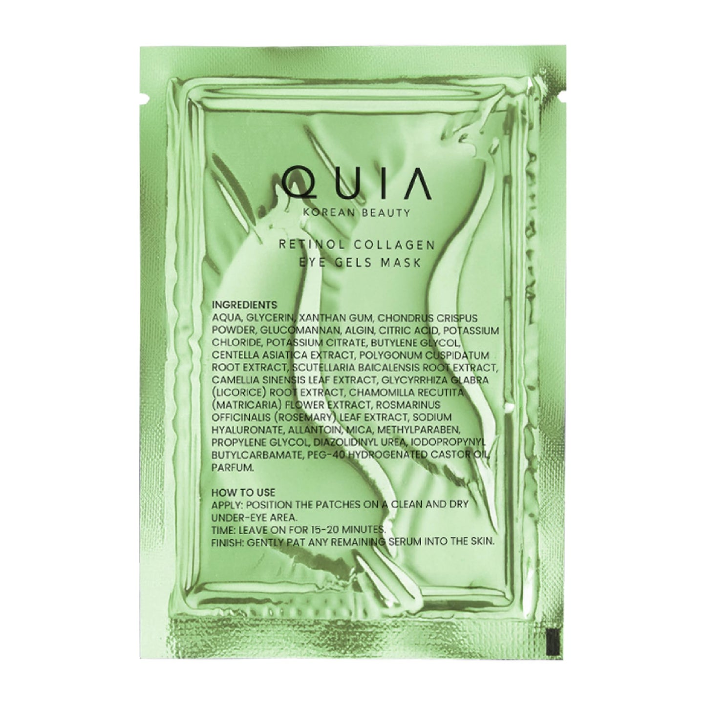 QUIA Hydrogel Eye Patches with Collagen – Depuff, Smooth Fine Lines & Hydrate in 15 Minutes – No-Slip, Soothing Formula – 20 Pairs for All Skin Types