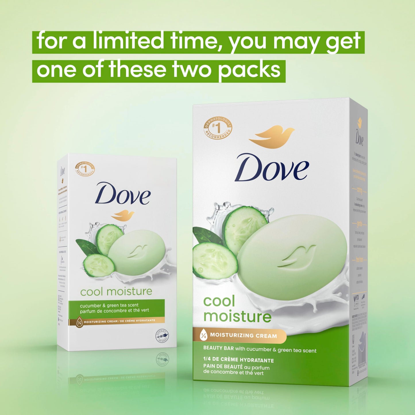 Dove Beauty Bar Soap Cool Moisture Cucumber & Green Tea Scent 6 Count for Refreshed Skin, Leaves Skin Refreshed 3.75 oz