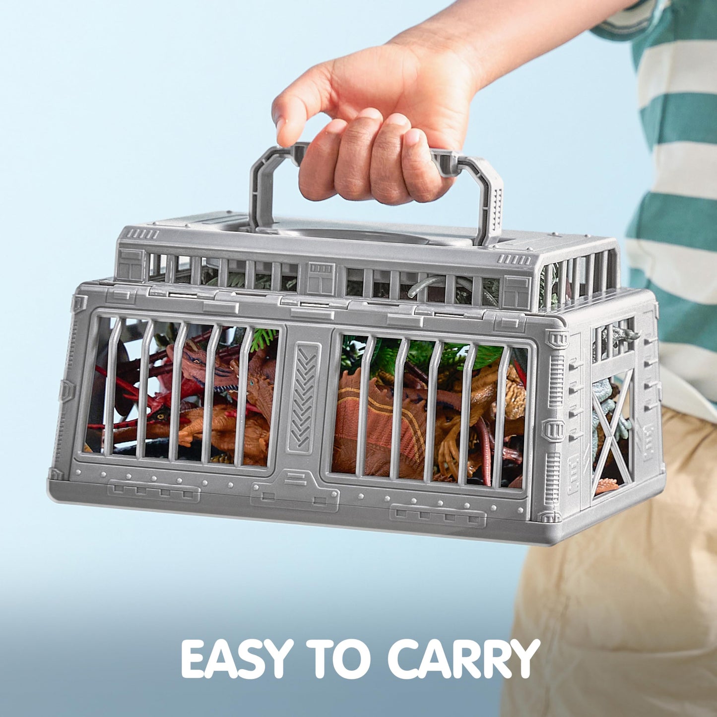 JOYIN Dinosaur Toy Set with 19 PCS Realistic Dinosaurs, Trees, Play Mat & Storage Cage – Fun Educational Gift for Kids Ages 3-5