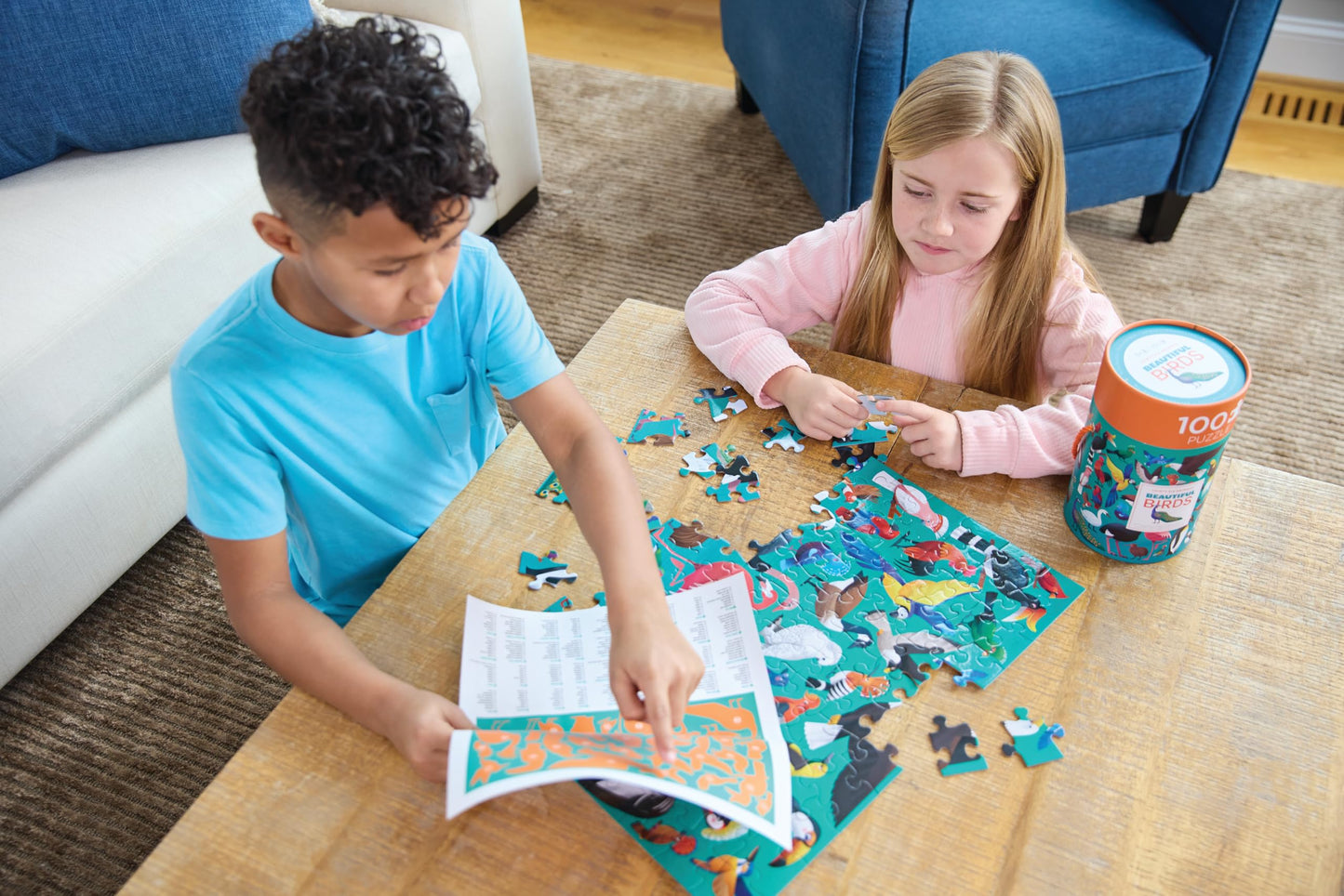 Crocodile Creek 100-Piece Jigsaw Puzzle – Sharks Theme for Kids 5+, Educational Table & Floor Puzzle with Storage Canister, 14"x19"